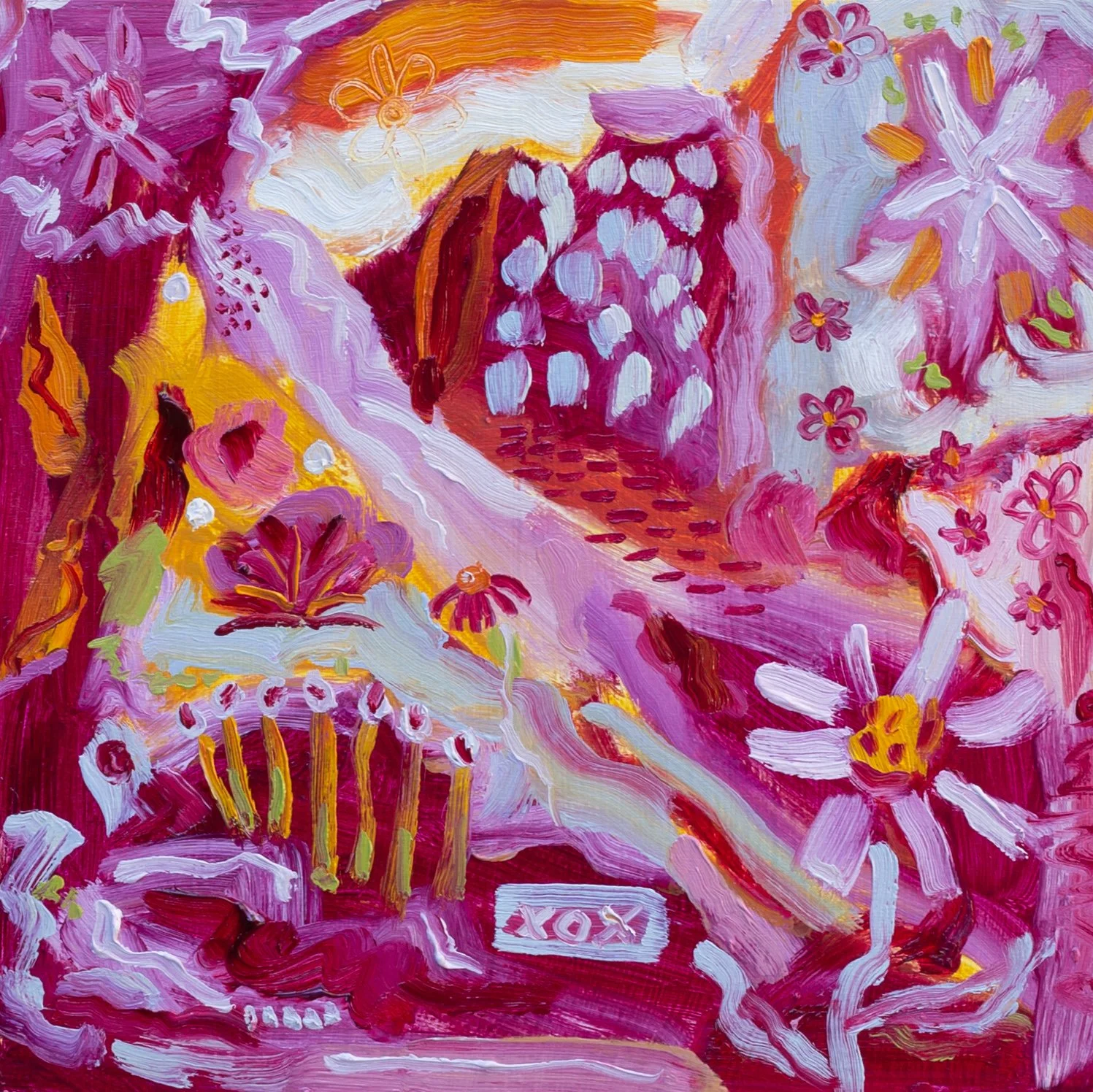 "Want to call?" / Oil on Wood / 8" x 8"/.  $60