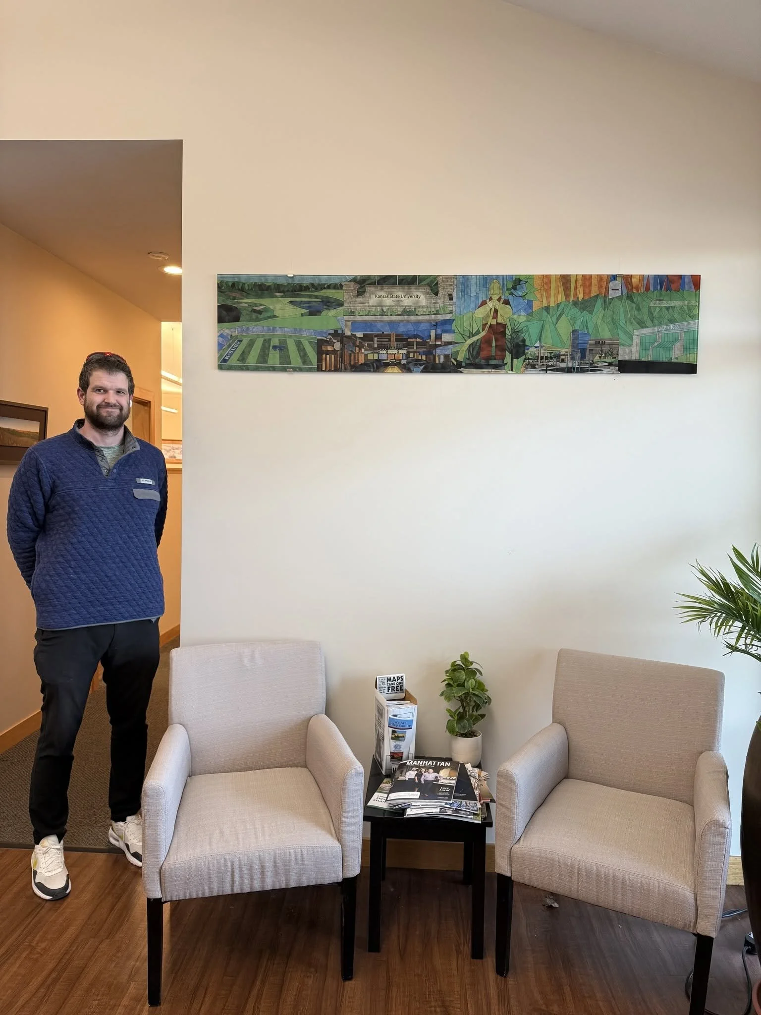 CAD Tech Ryan Claussen designed this glass art piece of scenic Manhattan landmarks