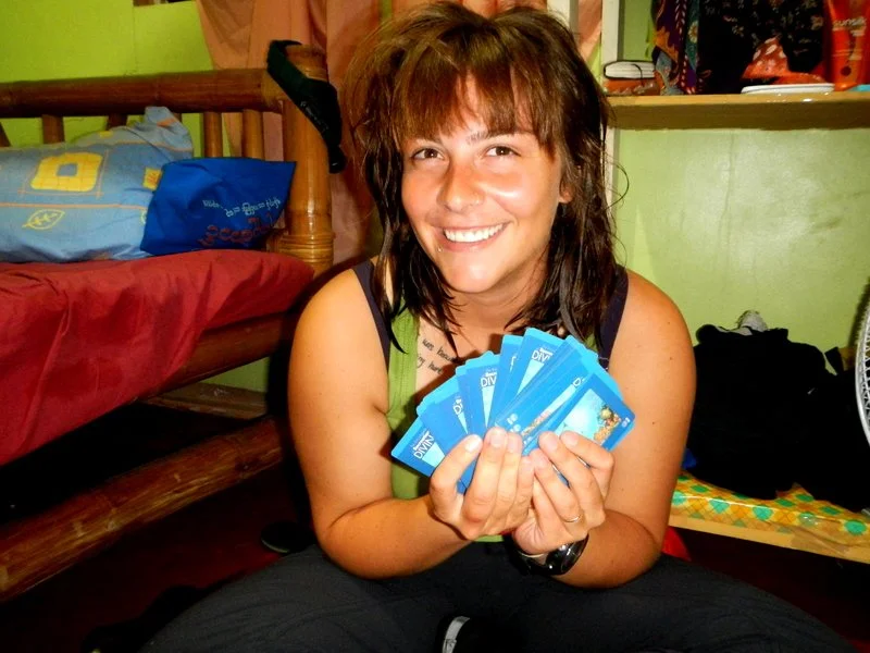 It looks like I'm playing cards...but I'm actually studying PADI flashcards