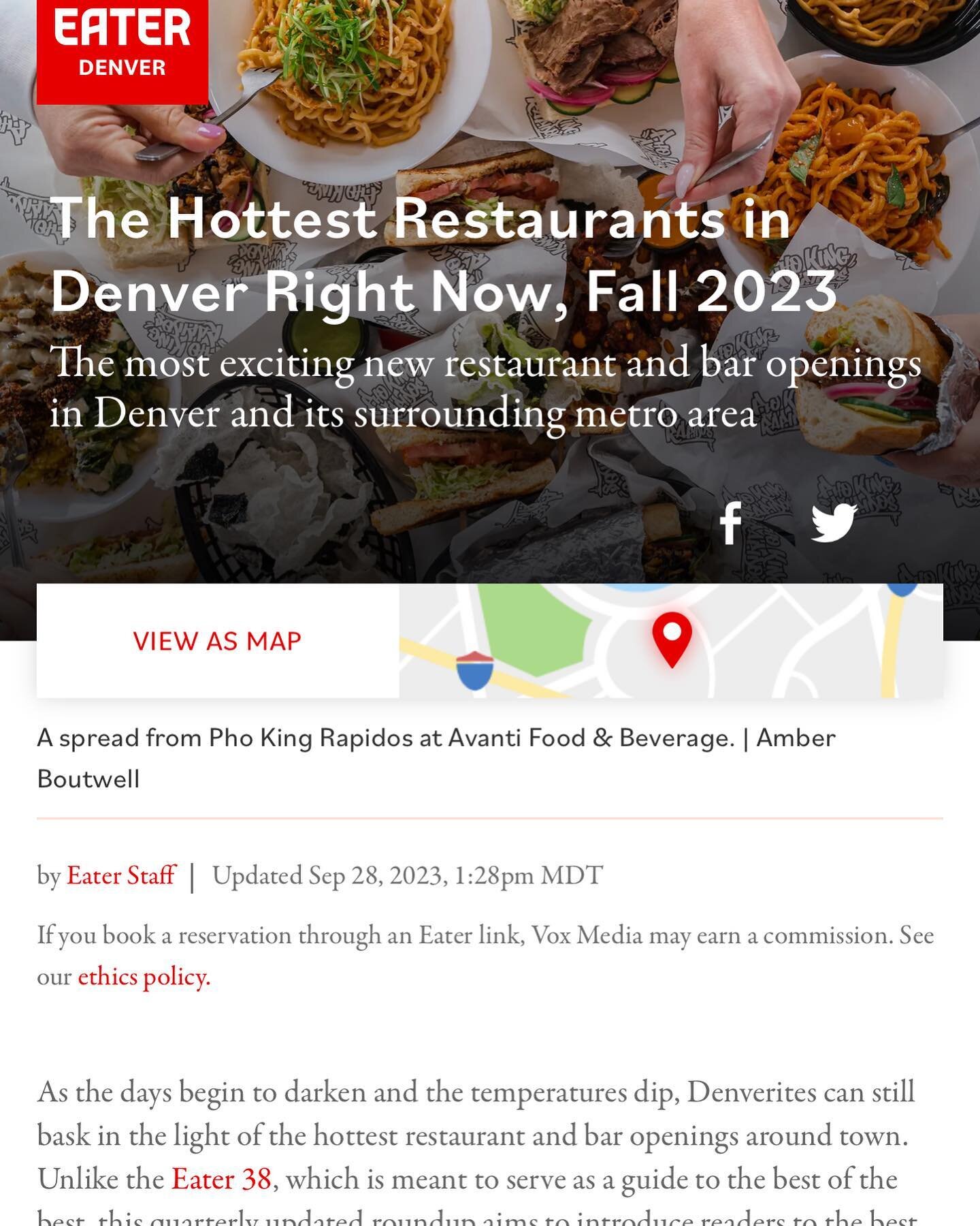 What an honor it is to be named one of Denver&rsquo;s hottest restaurants of fall 2023!!! To be named on this list with these amazing restaurants is absolutely mind blowing!! Thank you so much @eater_denver for this great honor!! Congratulations to e
