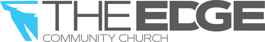 Logo for The Edge Community Church with a stylized blue eagle in flight.