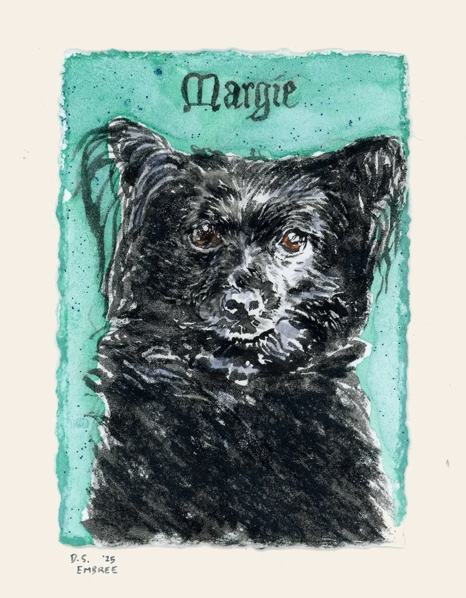 ds-embree_esoteric-artist-illustrator--portraits-zines-animal-portraits_cards-black-dog_margie.jpg