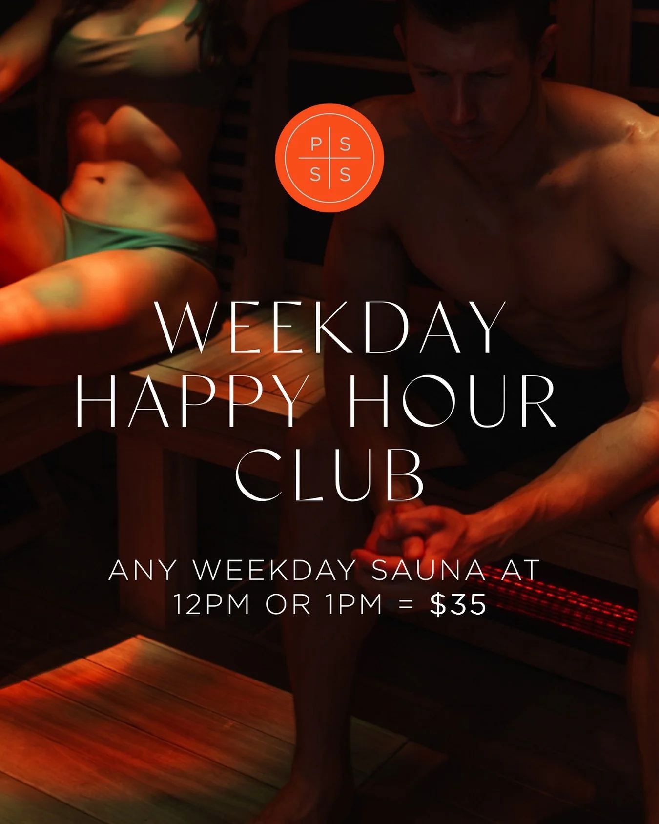 Trade your afternoon crash for a midday glow. ✨ Join the Happy Hour Club! Enjoy sauna sessions at 12PM or 1PM for $35. Because reset &gt; slump. 

To book, head to the link in our bio 💛