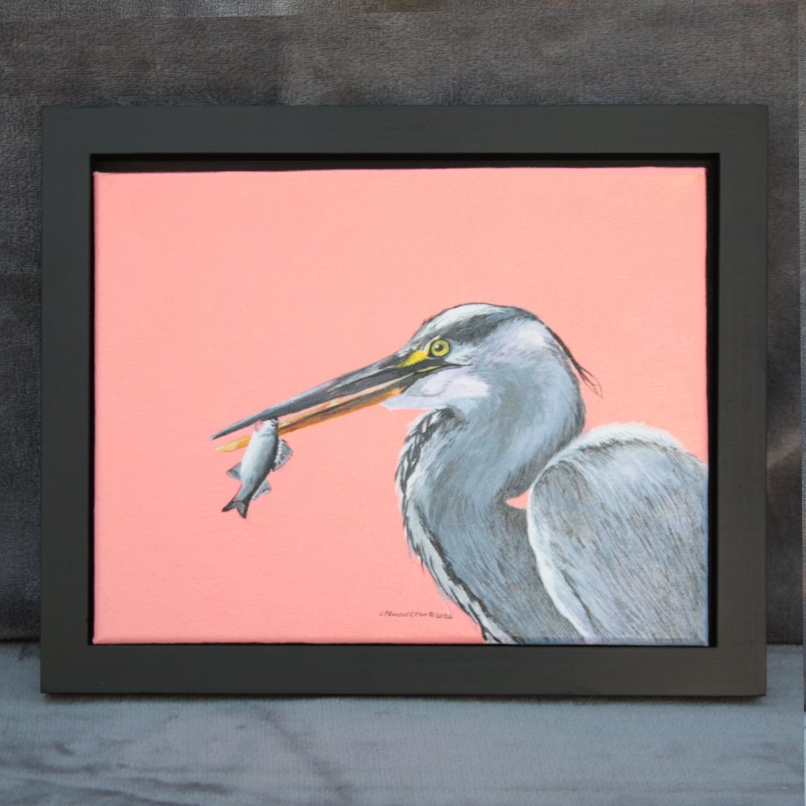 "Blue Heron" - 8x10 acrylics on stretched canvas