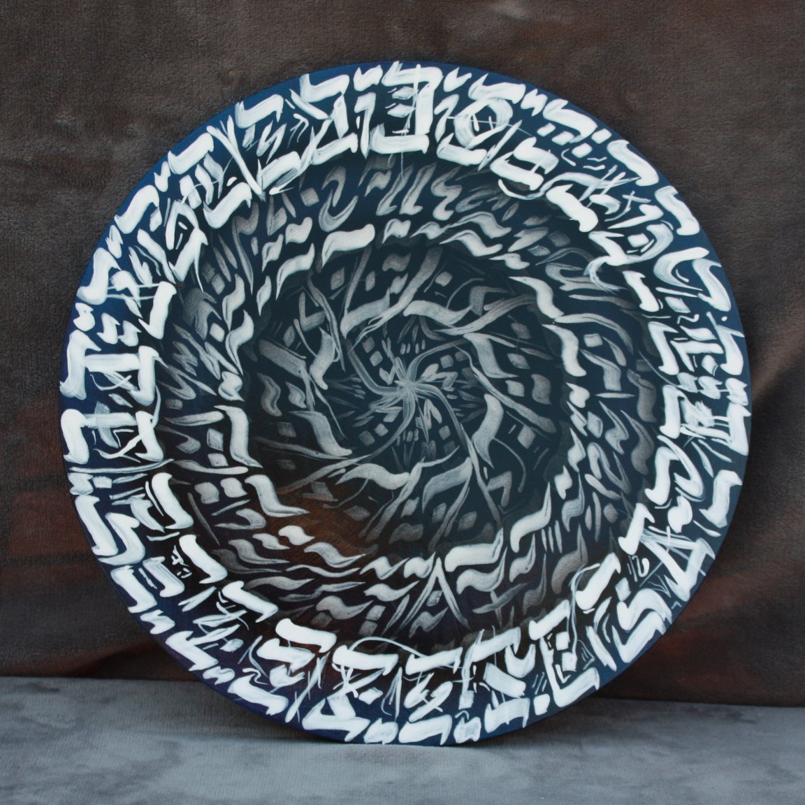 "Calligraffiti 001" - acrylics and airbrush on 16-inch round canvas