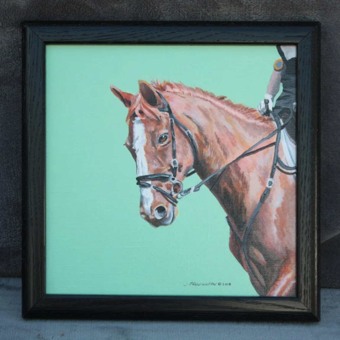 "Horse Green Background" - color pencils