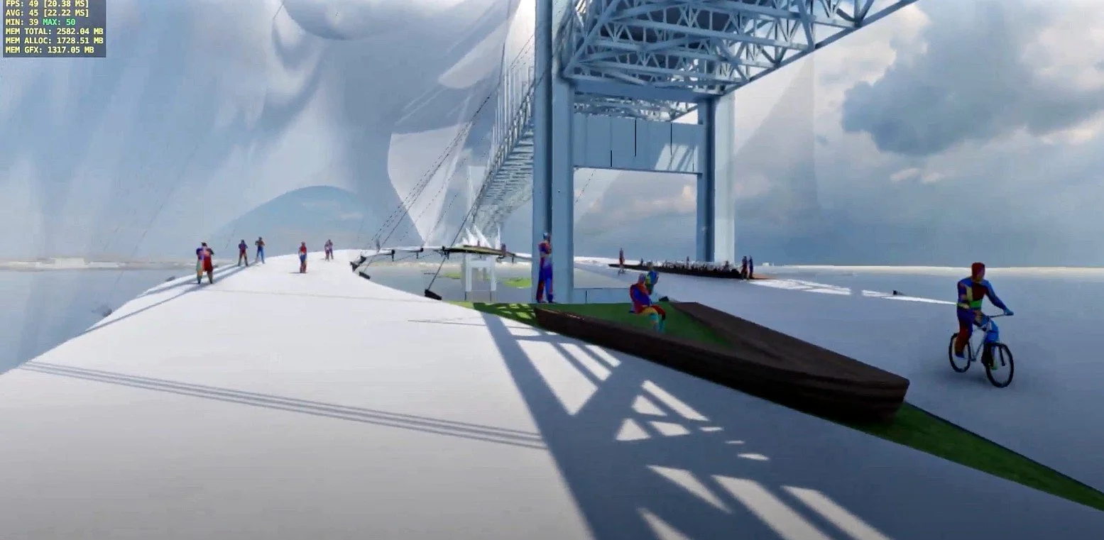 Screenshot from Unity while testing bike sensors and interactions in project 'The Net'