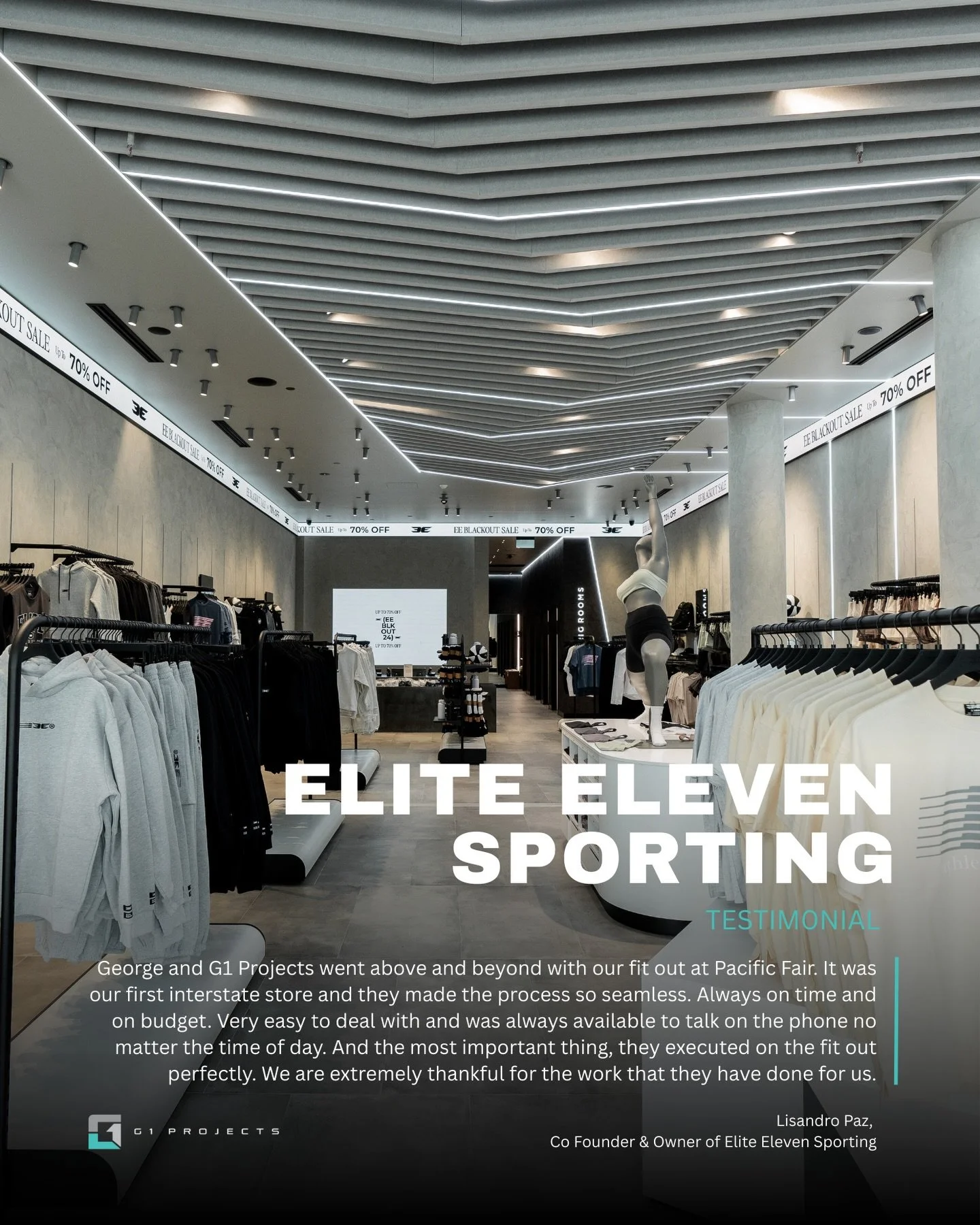 We&rsquo;re proud to deliver retail and commercial fitouts backed by clear communication, detailed project management and experienced coordination on site.

At G1 Projects we specialise in managing the entire process from early planning through to fi