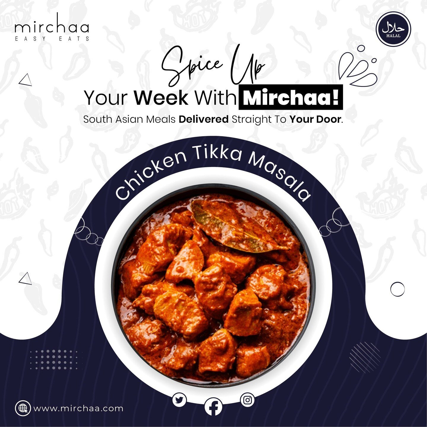 Spice up your week with Mirchaa! 🌶️ Fresh, ready-to-eat South Asian meals delivered straight to your door. Handcrafted with love, 100% halal, and no freezing involved. Just heat, eat, and savor the flavors! #MirchaaMagic #FreshSouthAsianCuisine