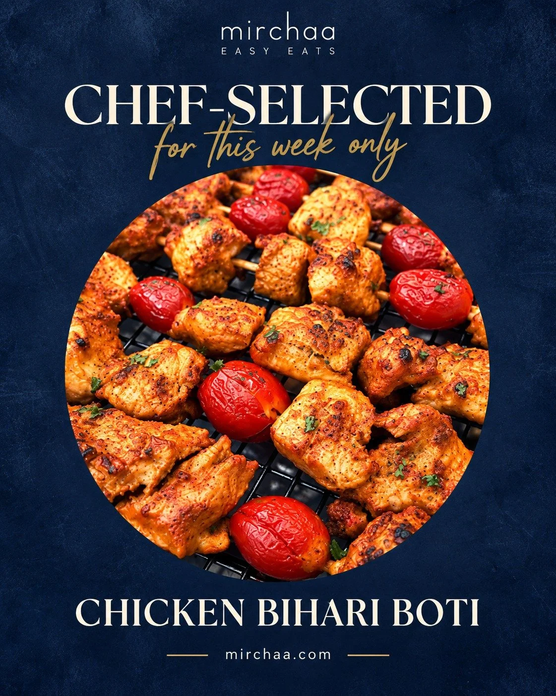 This week&rsquo;s chef-selected favorite is here. 
Chicken Bihari Boti: Tender, spice-marinated chicken grilled to perfection with a beautifully charred finish. Available to order at mirchaa.com

#ChefSelected #ReadyToEat #TampaFoodie #MealDelivery