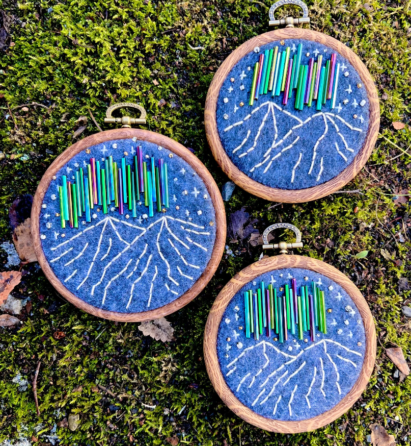 Beginner Friendly Mountain Aurora Beaded Embroidery