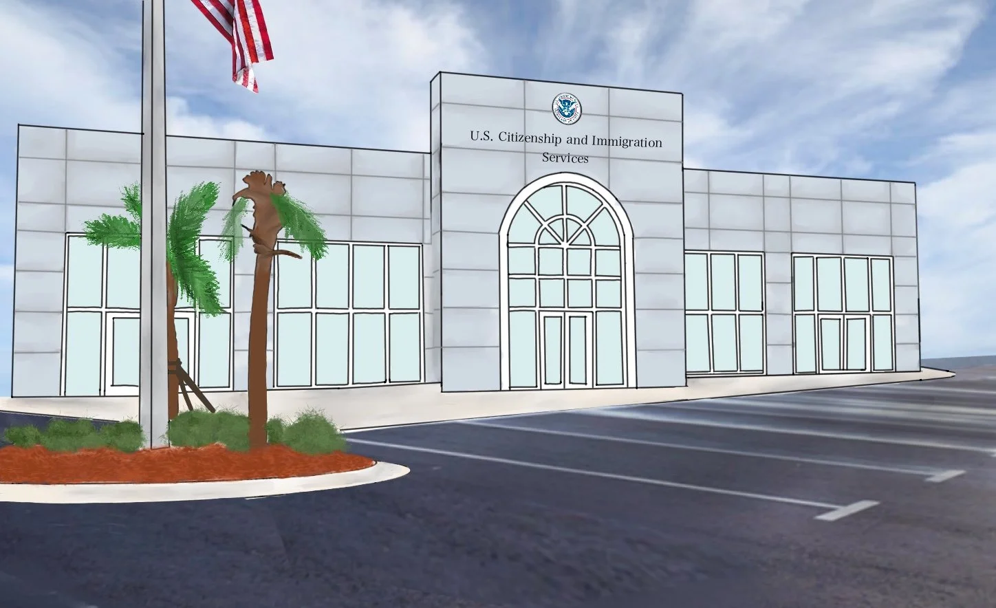 Immigration Office for Crimes of the Heart, 1985 Miami,
Material: Procreate