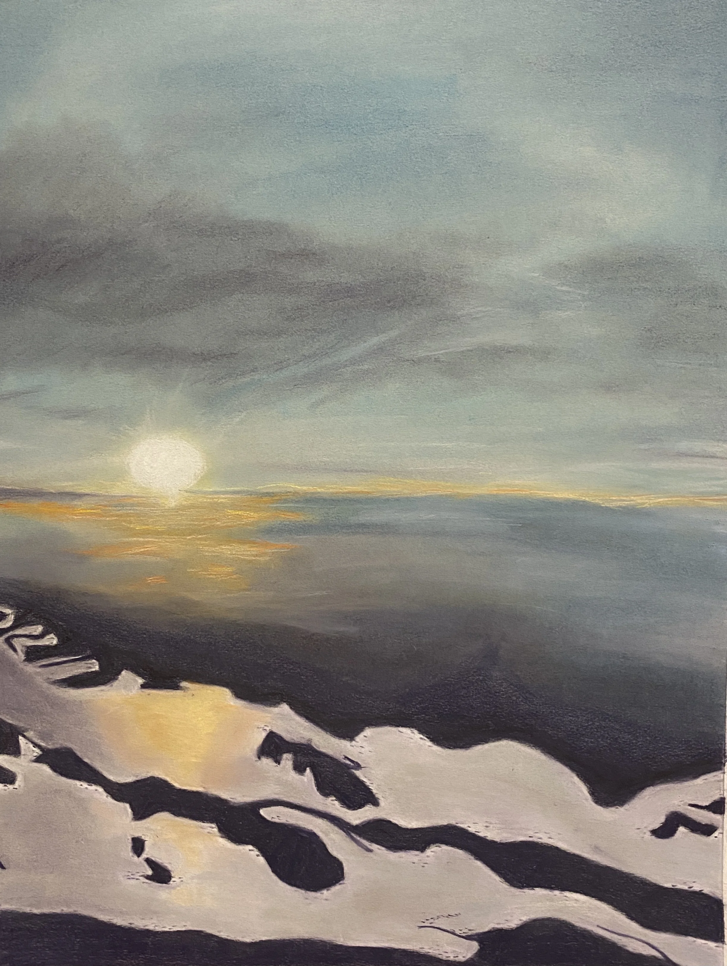 View from an Airplane window, 
Material: Colored charcoal on paper