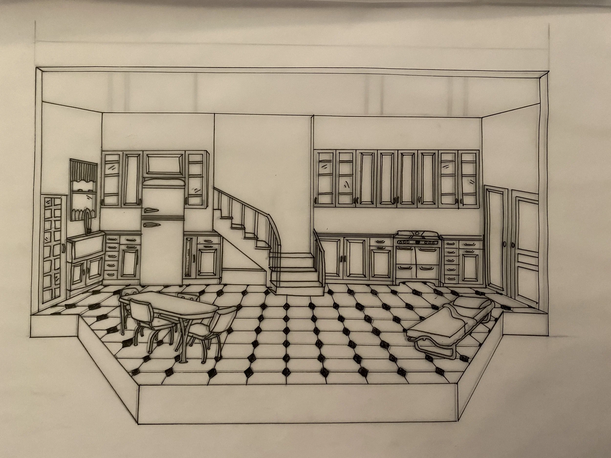 Crimes of the Heart Rendering, 
Material: Ink on Tracing Paper 