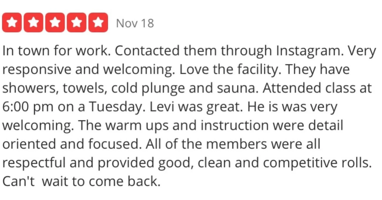 Thank you for visiting! If you&rsquo;re a traveling grappler or looking to change gyms or you&rsquo;re just starting your journey, we&rsquo;ve got you covered.

All Levels are Welcome
 &bull;🆕⬜️🟦🟪🟫⬛️&bull;

Click the link in the bio to get starte