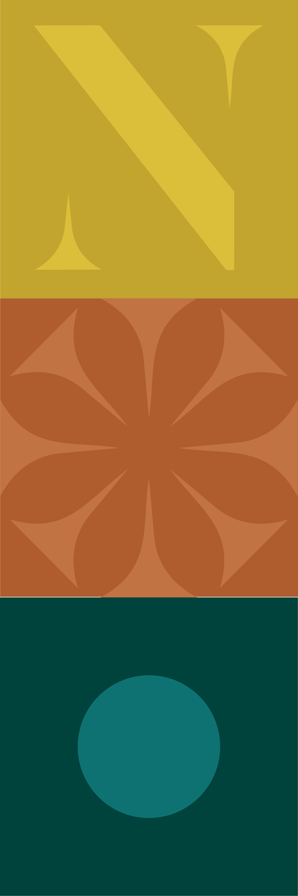 Stacked yellow, orange, and teal icons