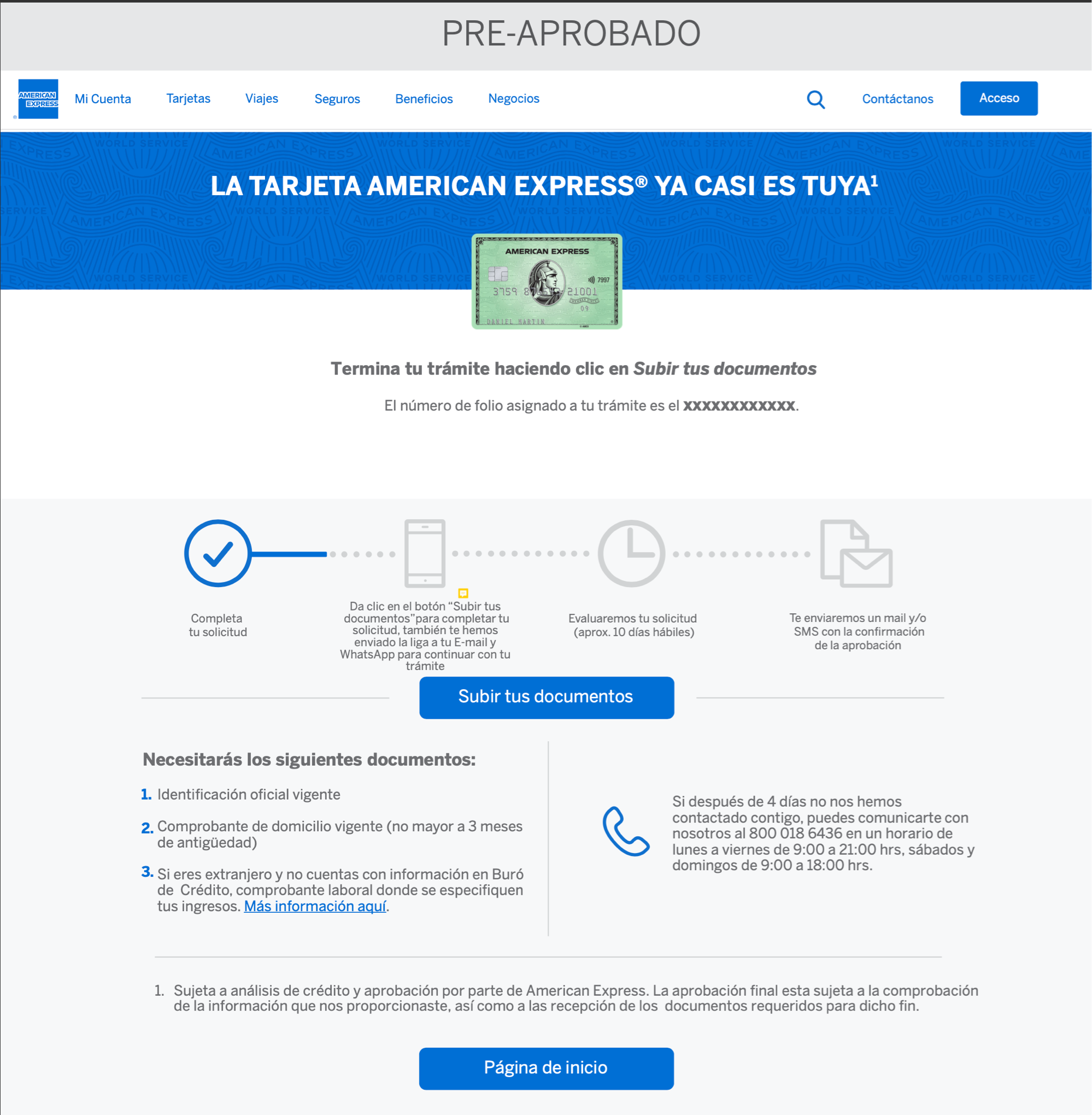 Legacy Next Steps page in Spanish
