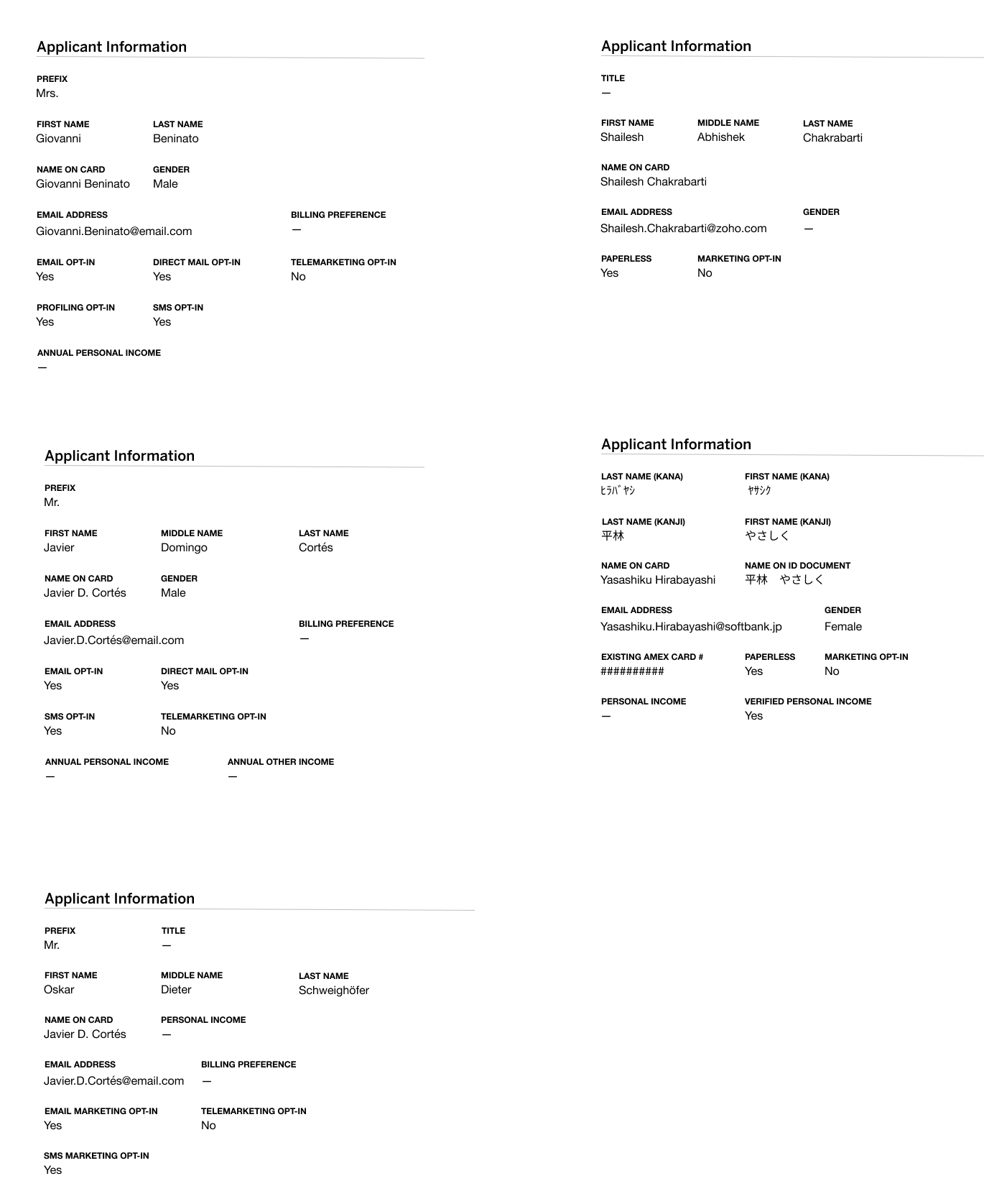Applicant Information (Multi-Language)