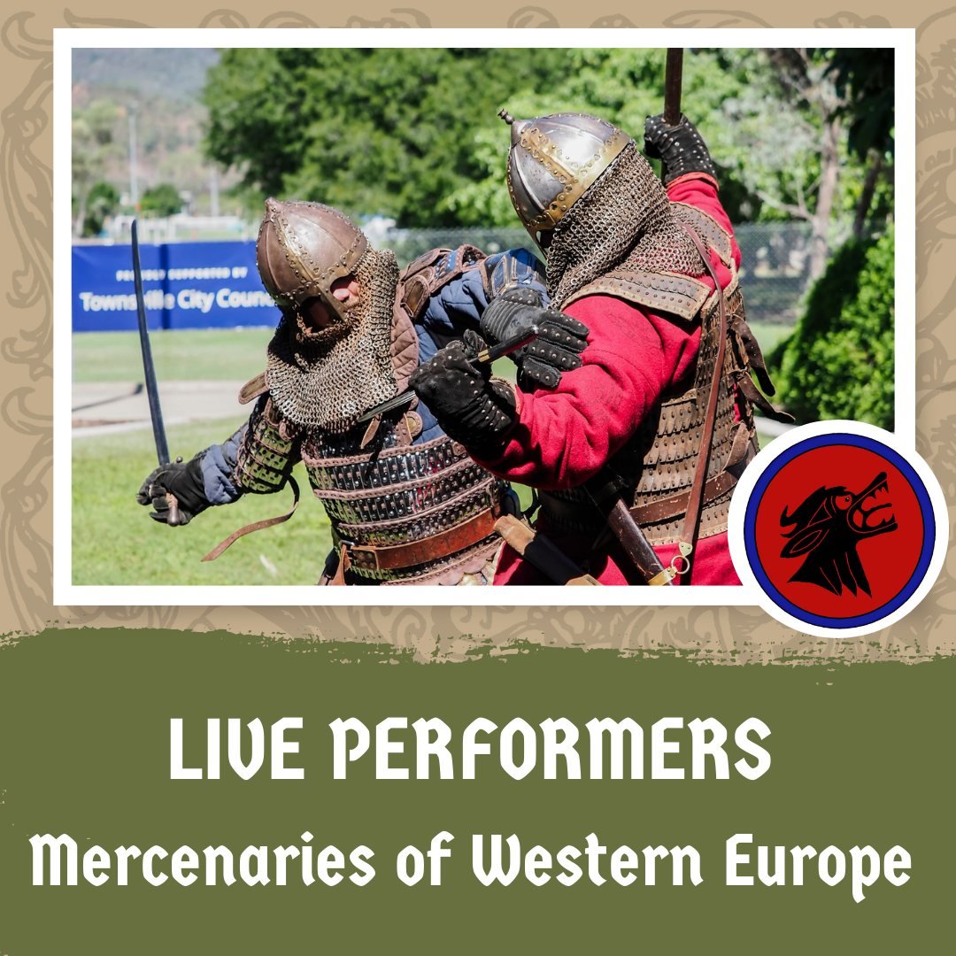 🛡️🔥 Announcement: Mercenaries of Western Europe are joining the Townsville Medieval &amp; Fantasy Festival! 🔥🛡️

Hail, noble denizens of Townsville! 🏰🌿

Prepare your shields, sharpen your swords, and brace yourselves for an epic clash of steel 