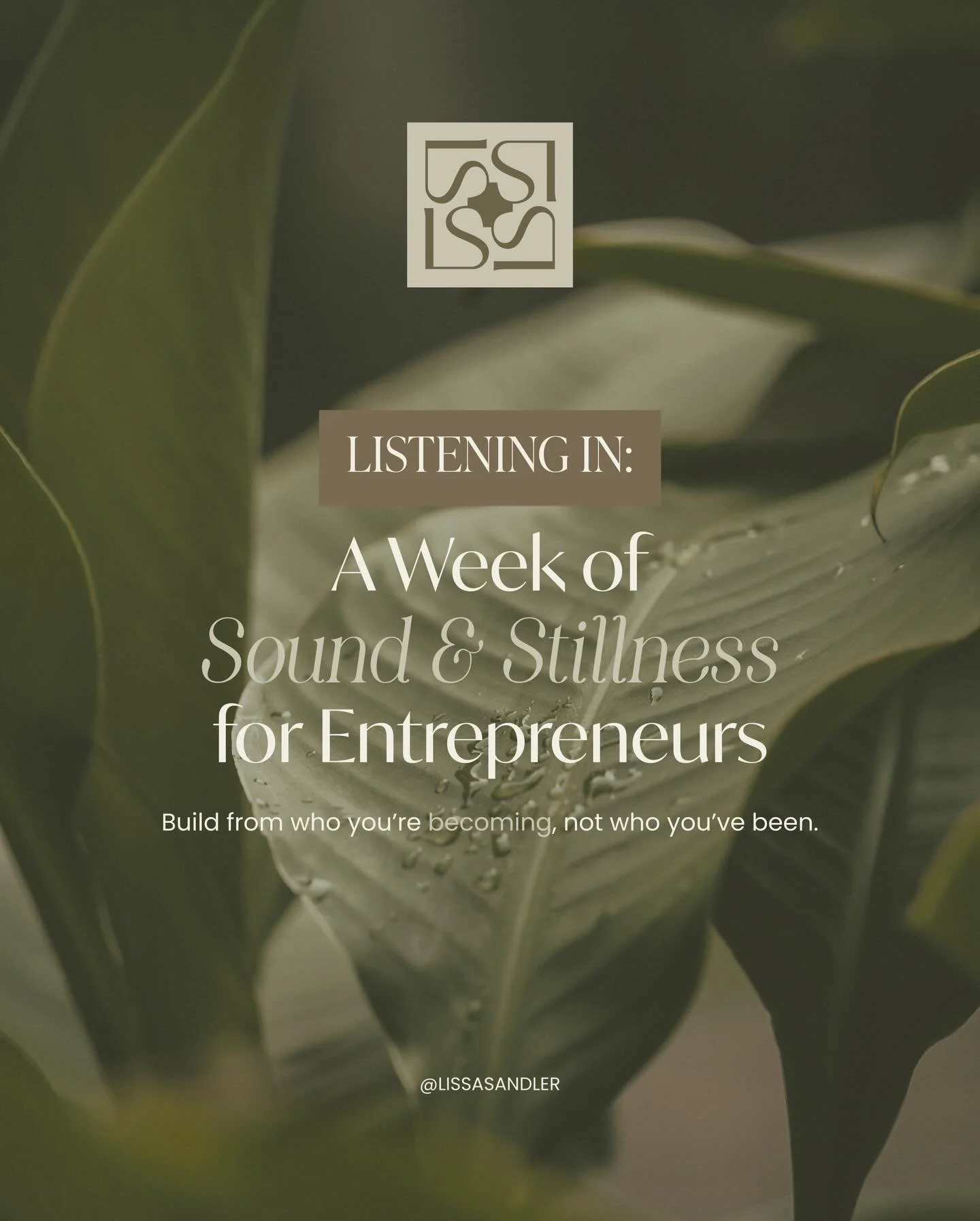 Listening before action changes everything.

There is a time to move, to build, and to decide.
This is the work that comes before aligned action - the part that helps your nervous system settle so clarity can arise naturally.

Listening In: A Week of