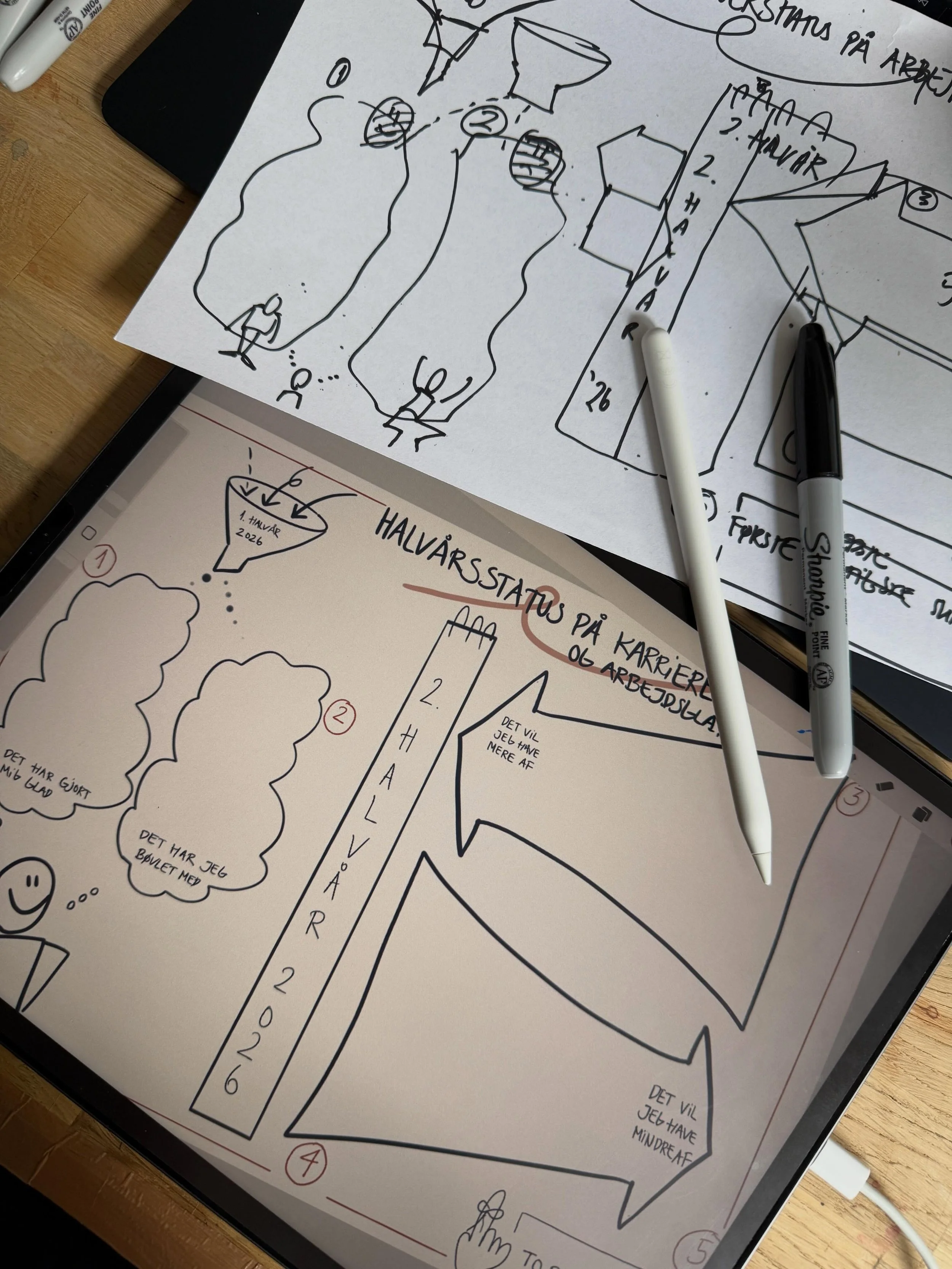 Karrierecoaching med tusch og papir. Eller iPad og pen. Det virker. At se det hele for sig #karrierecoaching #karrierecoach #karrieredesign