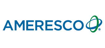 AMERESCO logo with blue text and green and blue intertwined rings
