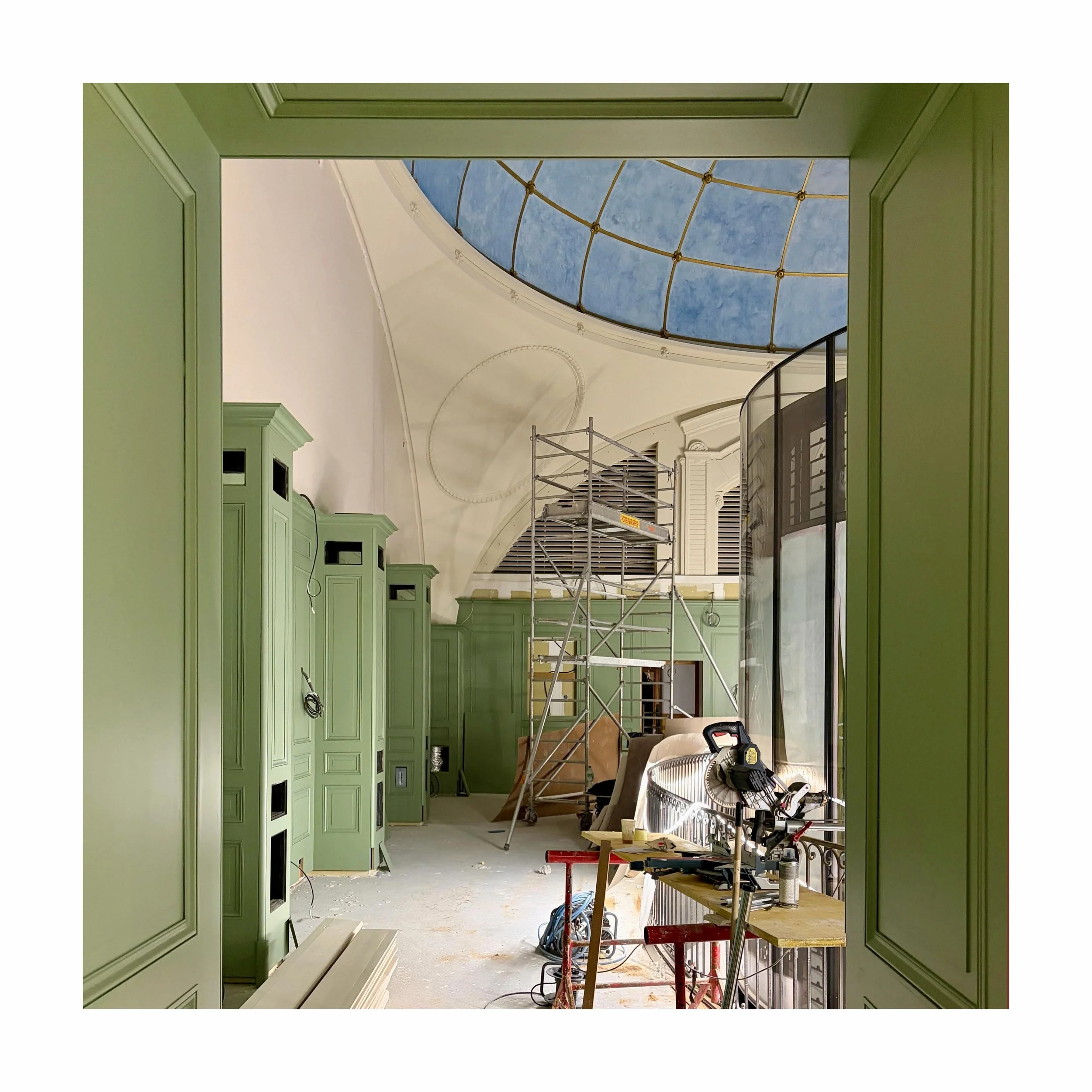 Fragments of a project coming together.

A few quiet moments from our Bordeaux project last week, after a long day on site.

Restored details
Material samples
Sketches drawn onto walls
Hand-sculpted plasterwork
Colour palettes tested in changing ligh
