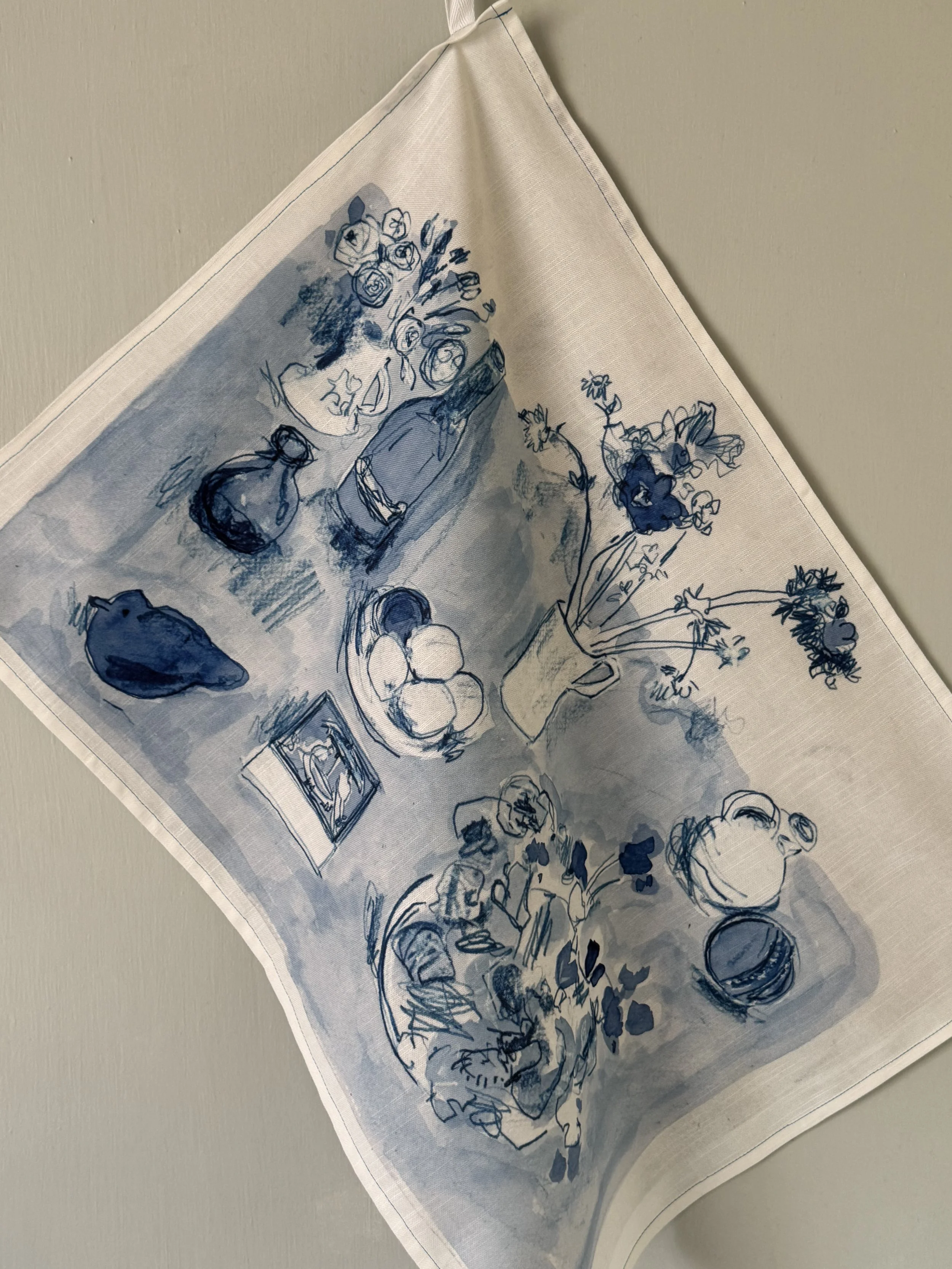 Tea Towel - blue and white still life
