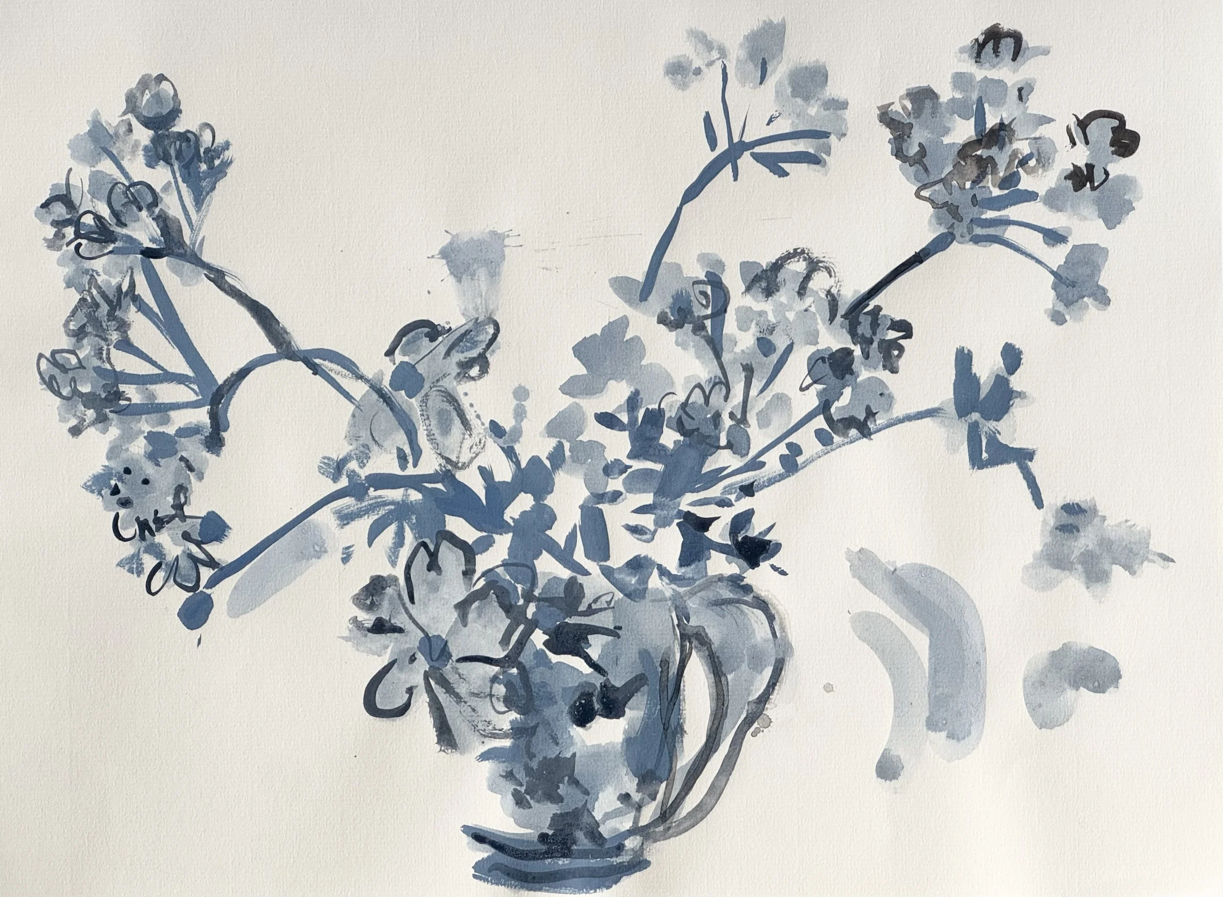blue and white floral study 2
