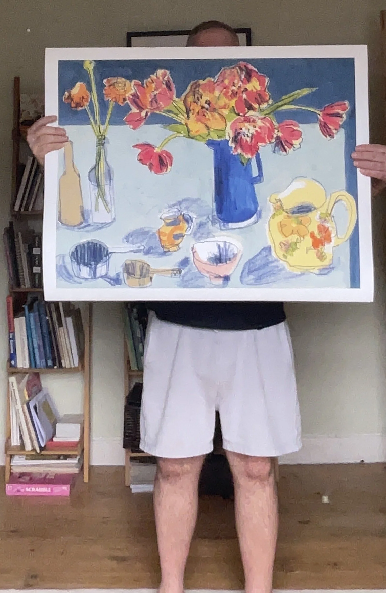 Tulips on the kitchen window sill  large giclee print