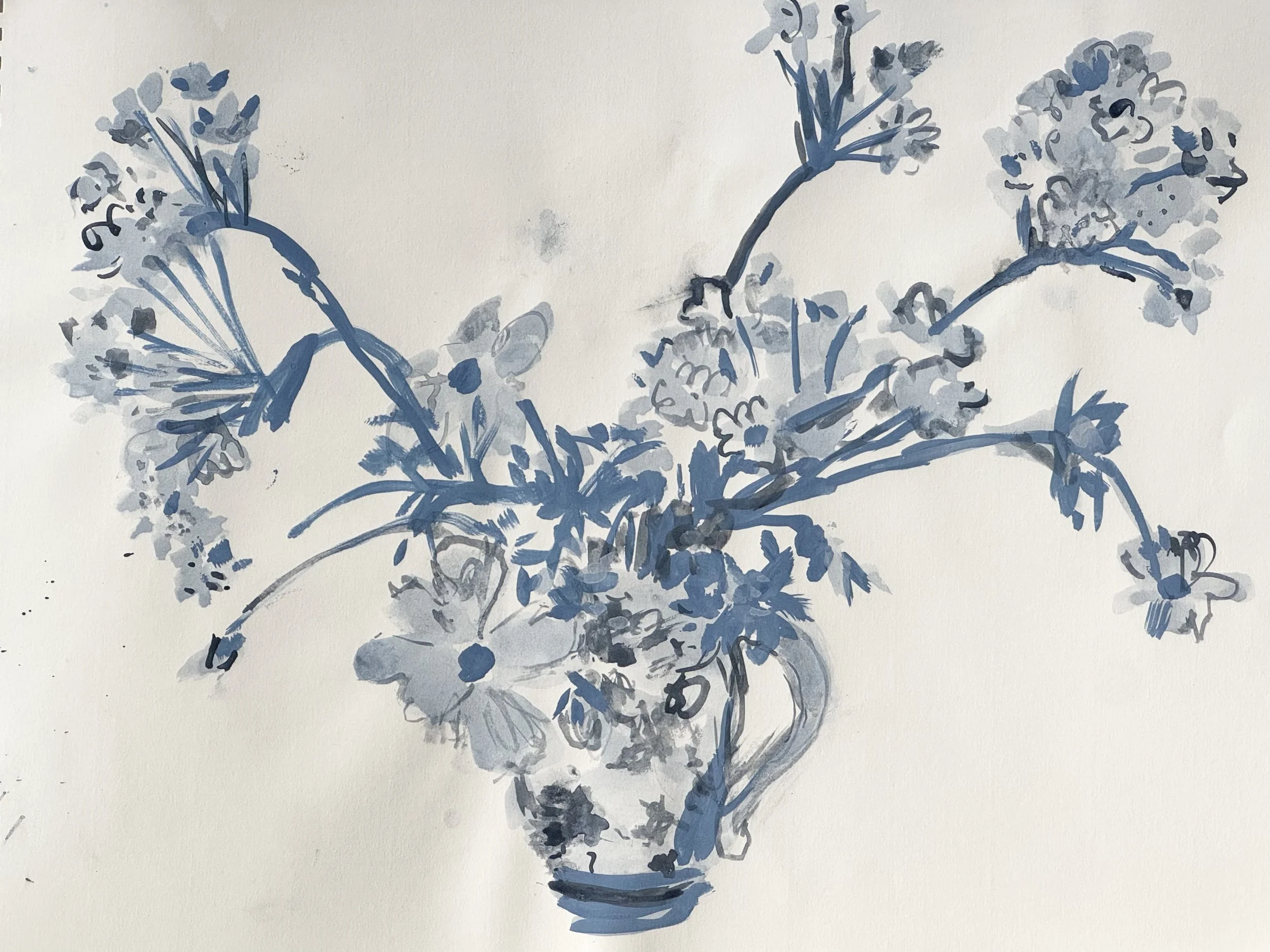 blue and white floral study 1