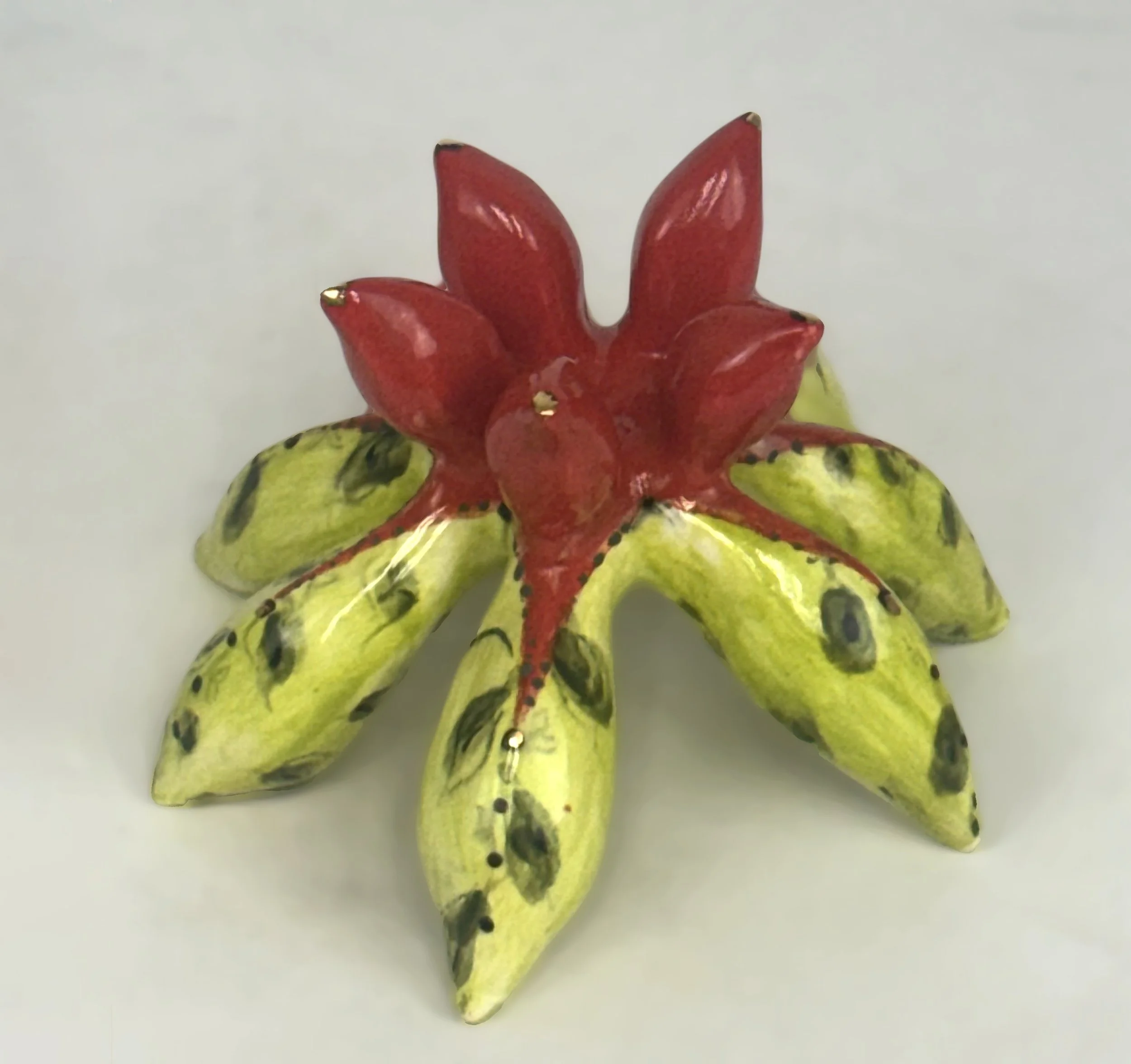 Hand-Built Decorative Flowered Candlestick