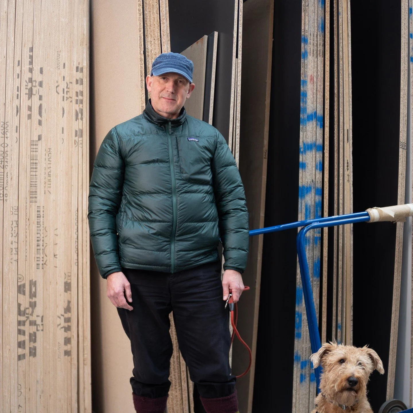Meet The Team | Adrian
Director

Q&amp;A
What&rsquo;s your favourite timber? Elm
What&rsquo;s your favourite machine? The Plane
First piece of furniture you remember making? A small table, now my TV stand at home.

Also staring his dog Murphy.

Photo