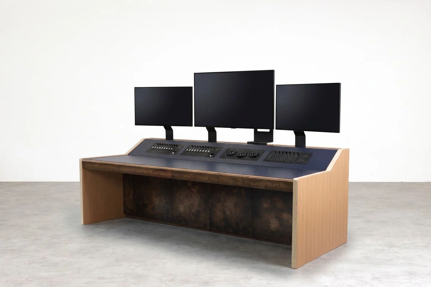 Introducing | The Edit Desk 

A highly specialised technical desking solution custom-engineered for a client.

We paired striking organic textures with robust industrial detailing to design a high-performance workstation built for serious AV producti