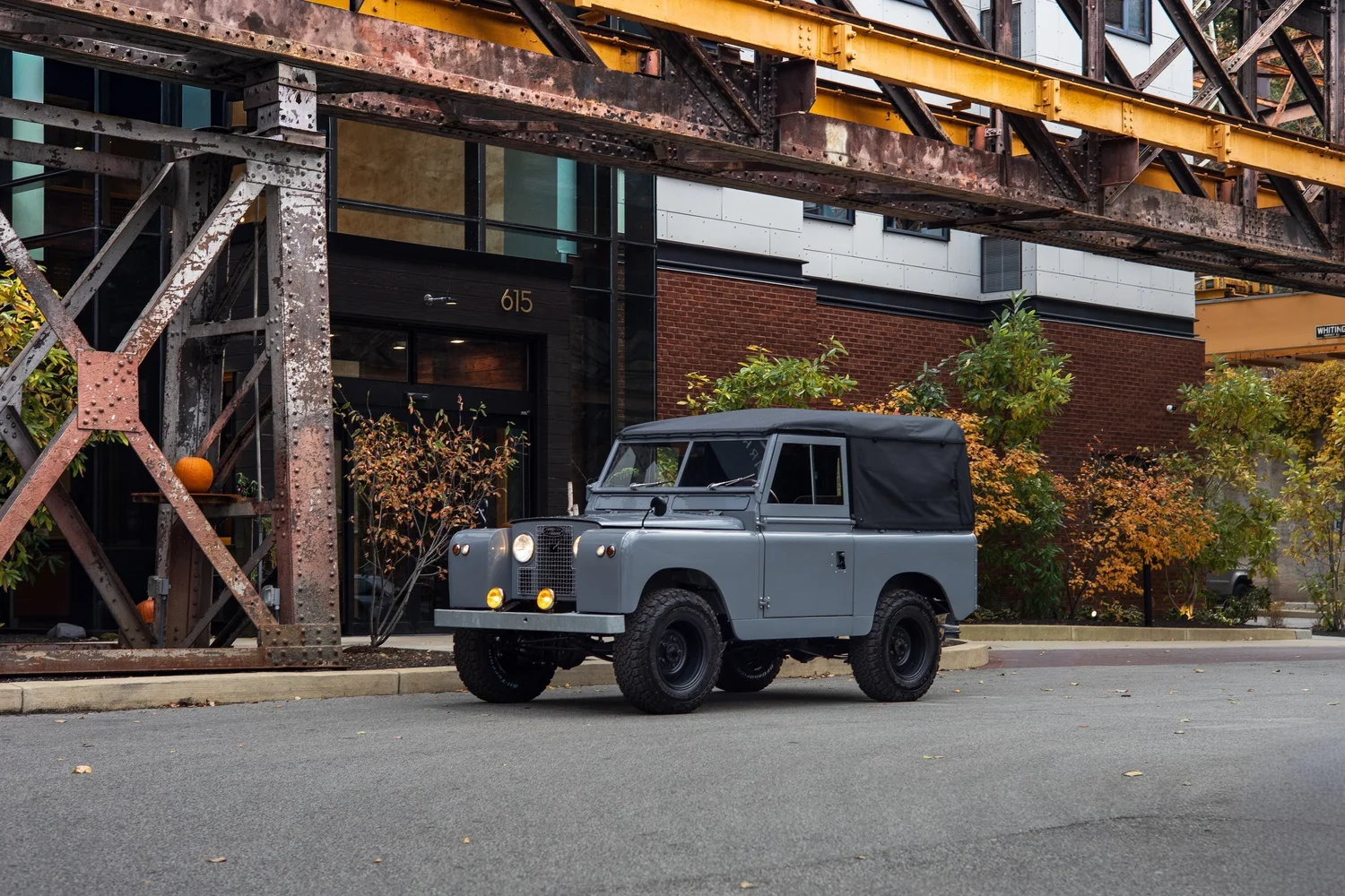 Shoreline restored Land Rover Series 2A in Nardo Grey with black soft top