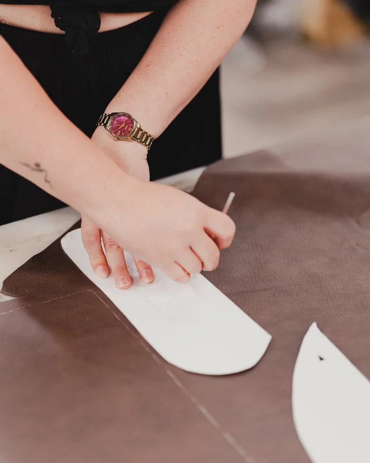 Marking and hand-cutting leather for a Shoreline Defender interior