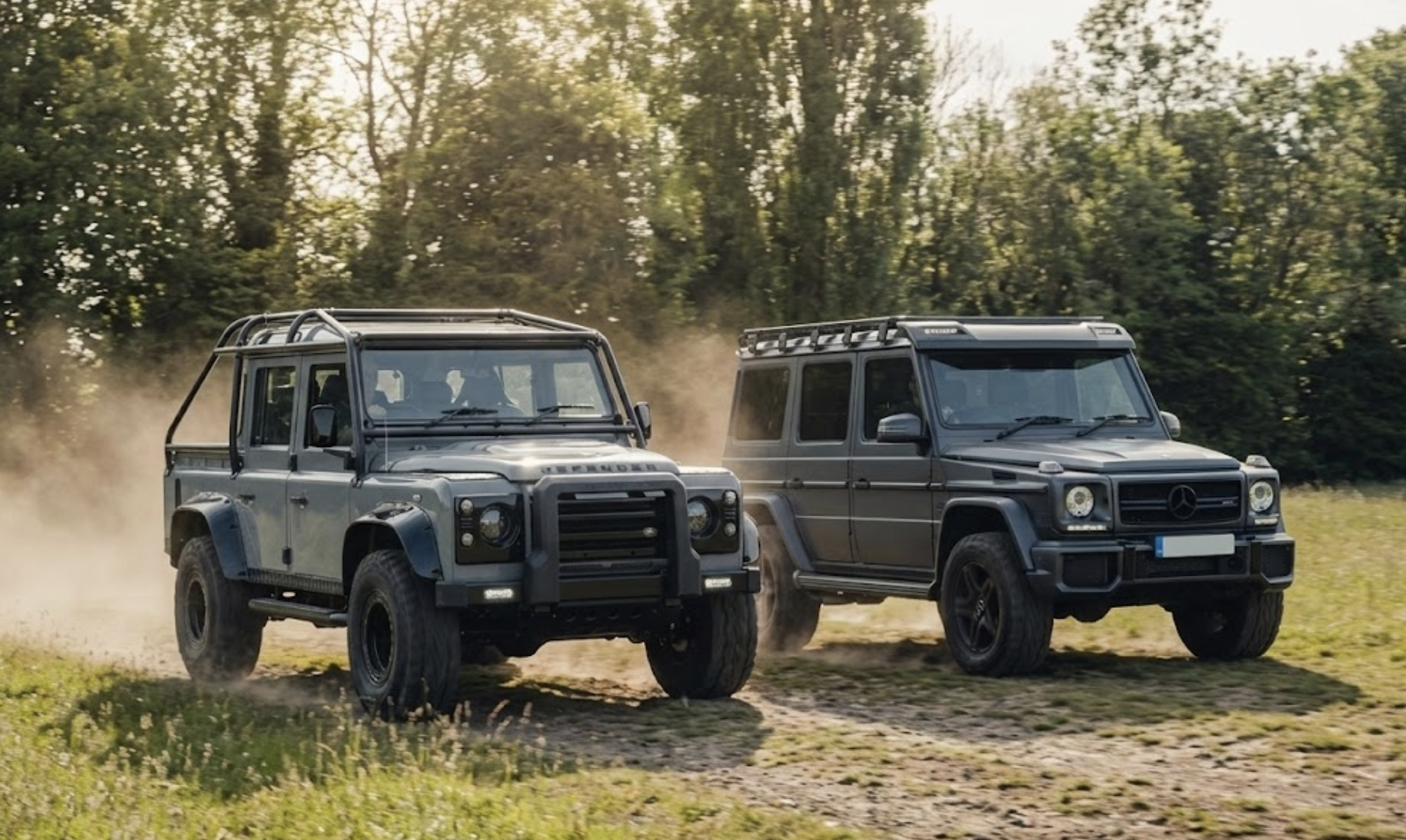 110 Nardo Grey Spectre defender versus the Mercedes G wagon comparing price to performance