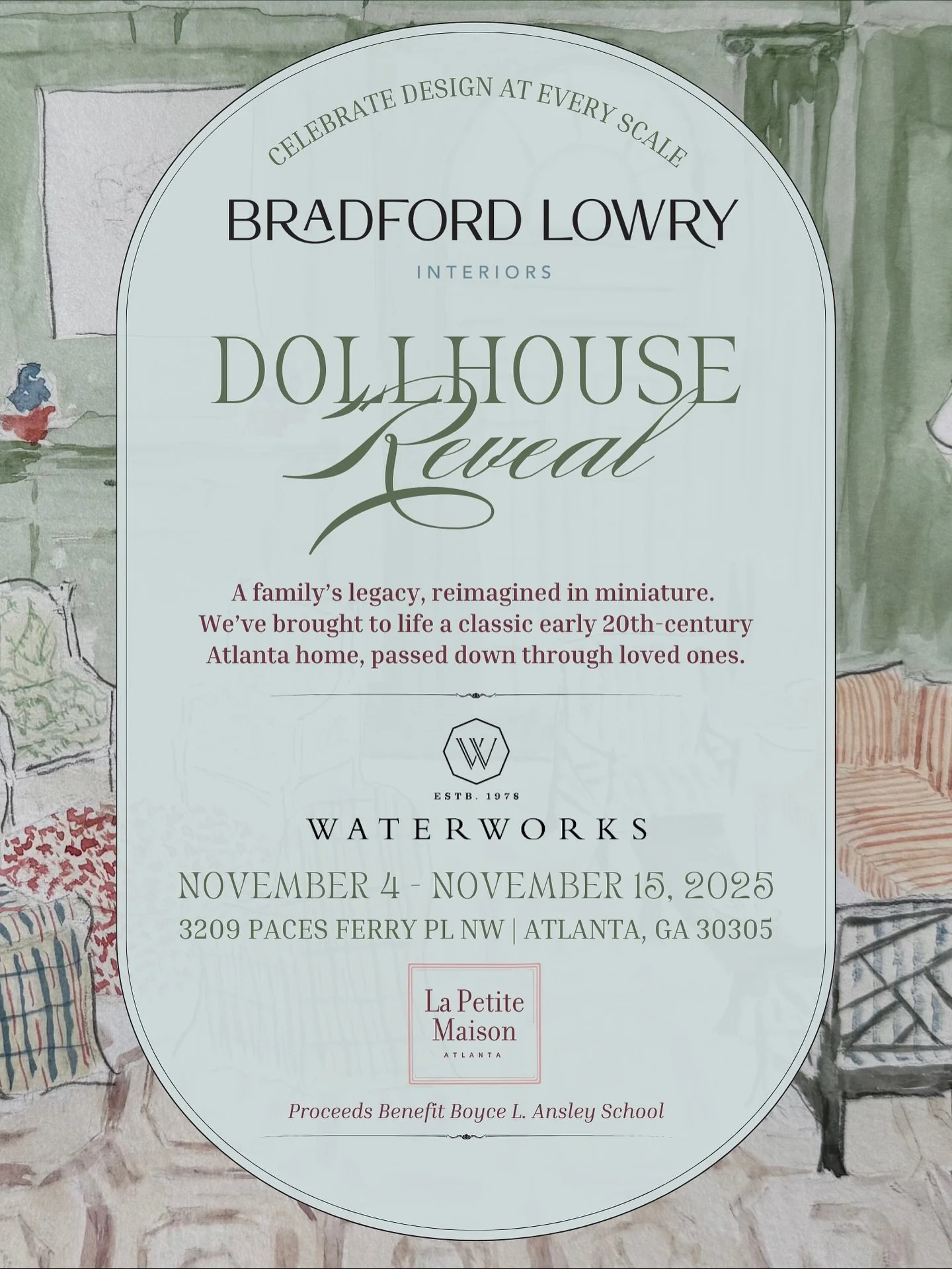 🪞Our miniature masterpiece is heading to Waterworks Atlanta. 

We&rsquo;re delighted to announce that our @lapetitemaisongala dollhouse will soon be revealed at Waterworks Atlanta, where it will be showcased as part of the La Petite Maison Dollhouse