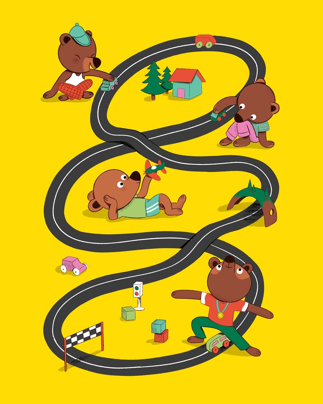 Just a bunch of bear friends having the time of their lives. 🏁

#childrensbookillustration #kidlitart #picturebookart #illustrationoftheday #childrensillustrator