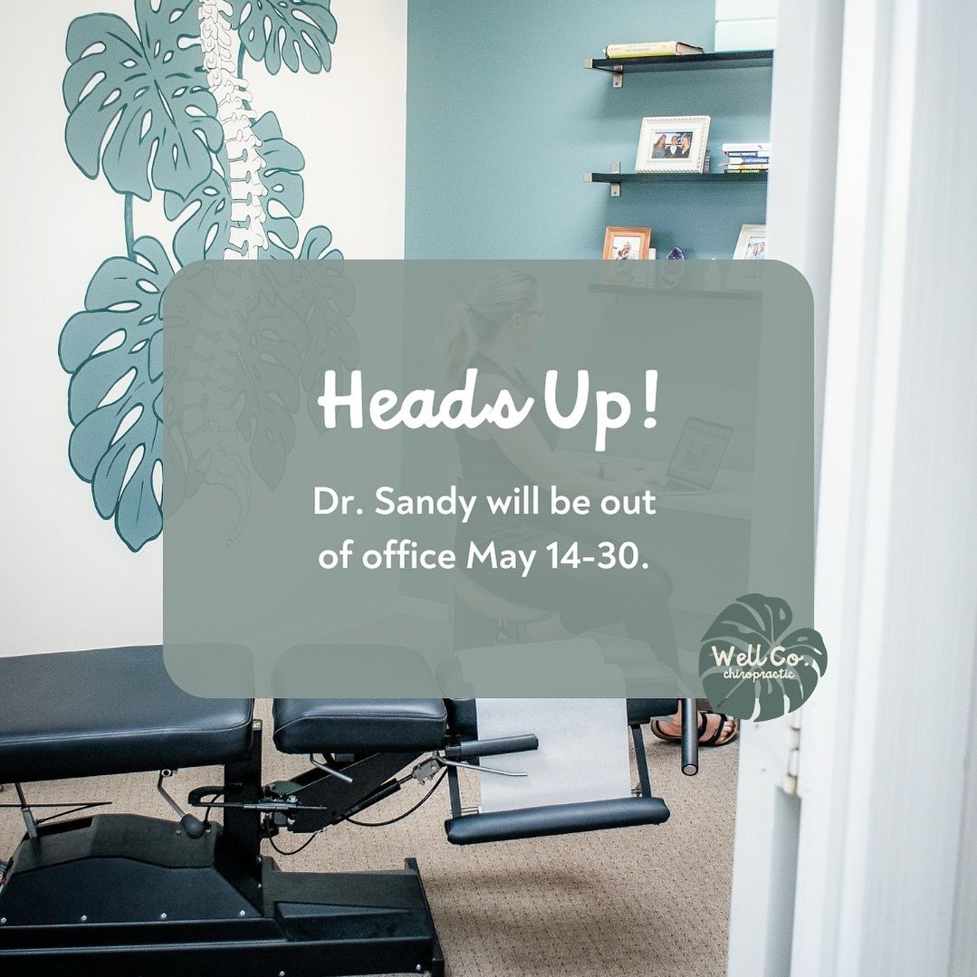 Dr. Sandy will be out of town May 14-30, please be aware of scheduling. She has limited availablity left up until Monday, May 13th. 

Office manager Maggie will be manning the phones while Dr. Sandy will be away. 

#sarasotachiropractor