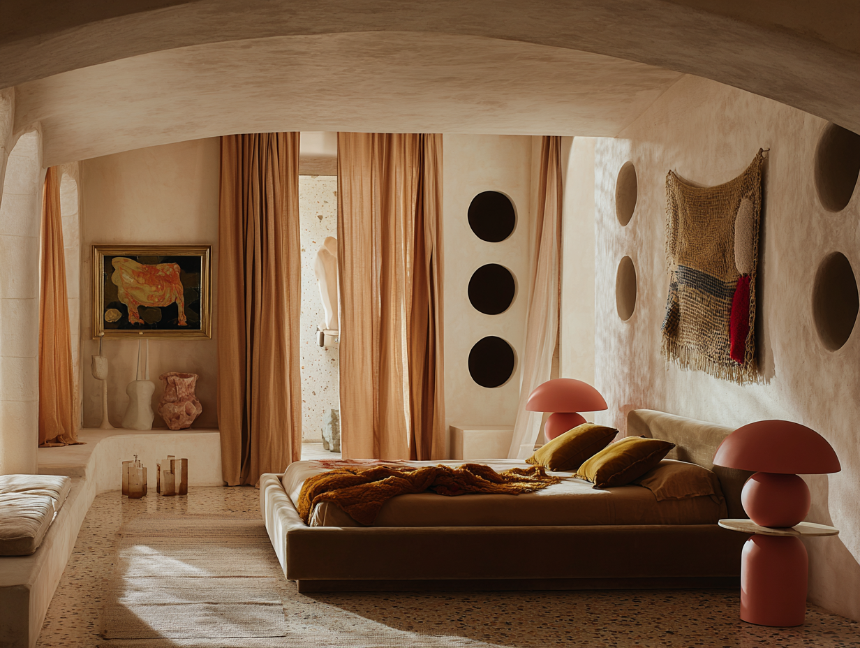 Nothing matches, but everything belongs.
You don’t unpack here — you unfold.