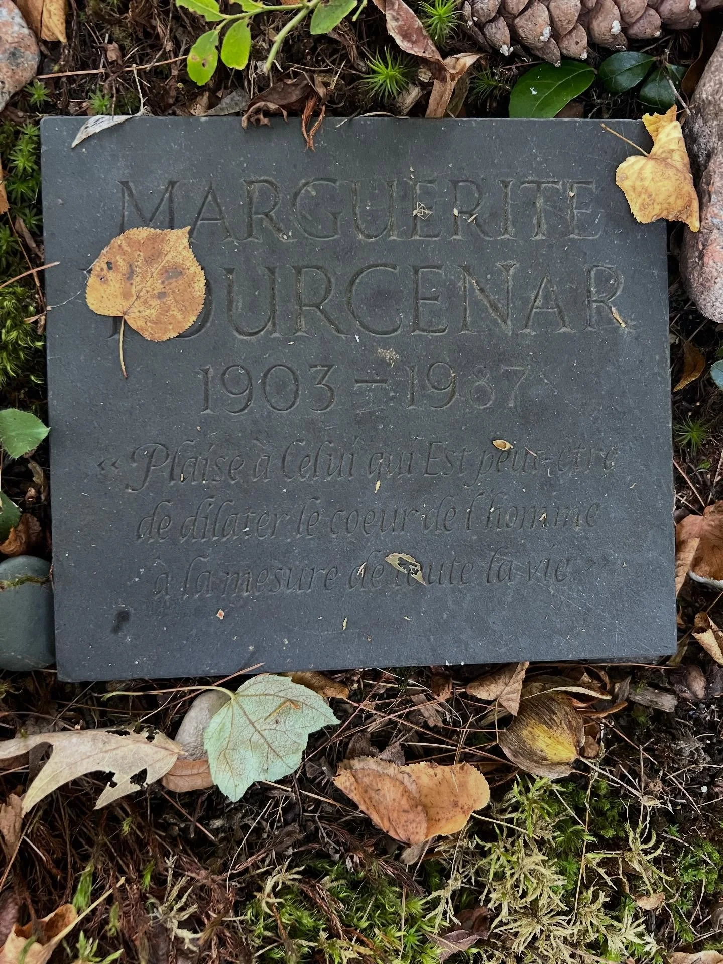 Trip to Maine this weekend led us to the grave of one of my literary heroes, Marguerite Yourcenar (Memoirs of Hadrian forever!). Grace Frick, her partner and translator, is just a few feet away&hellip;