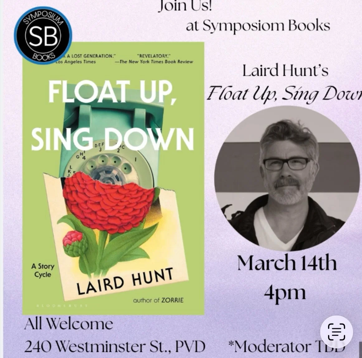 PB launch at @symposiumbooks on the 14th!