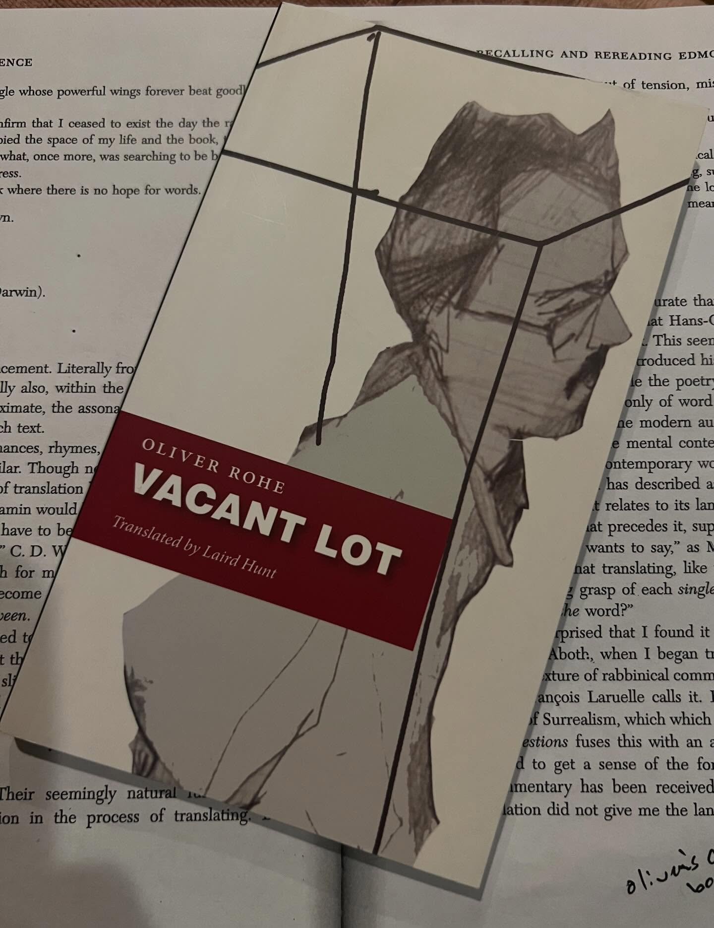 Talking about translating @rohe_oliver&rsquo;s brilliant short novel Vacant Lot at Brown today. Came out on Countetpath in 2011.