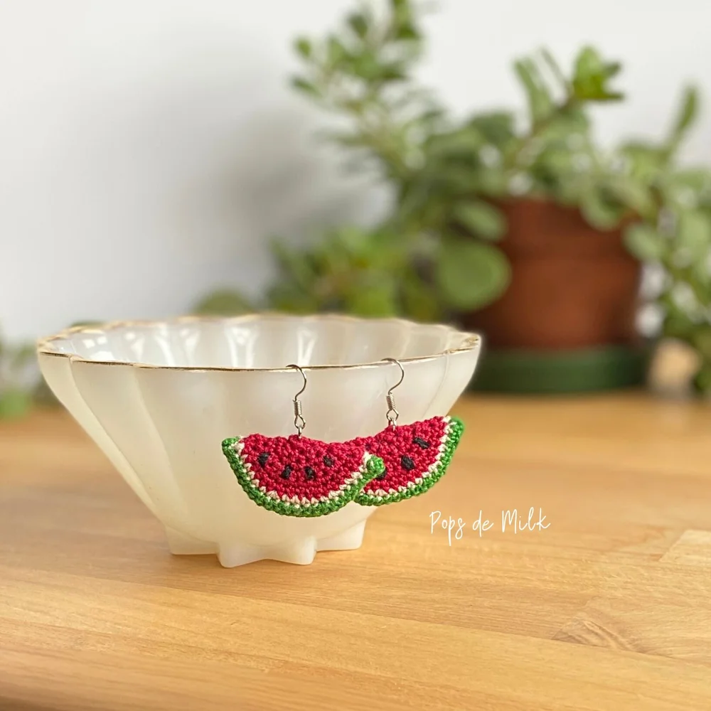 Crochet Watermelon Earrings Pattern and Tutorial — Pops de Milk Fun