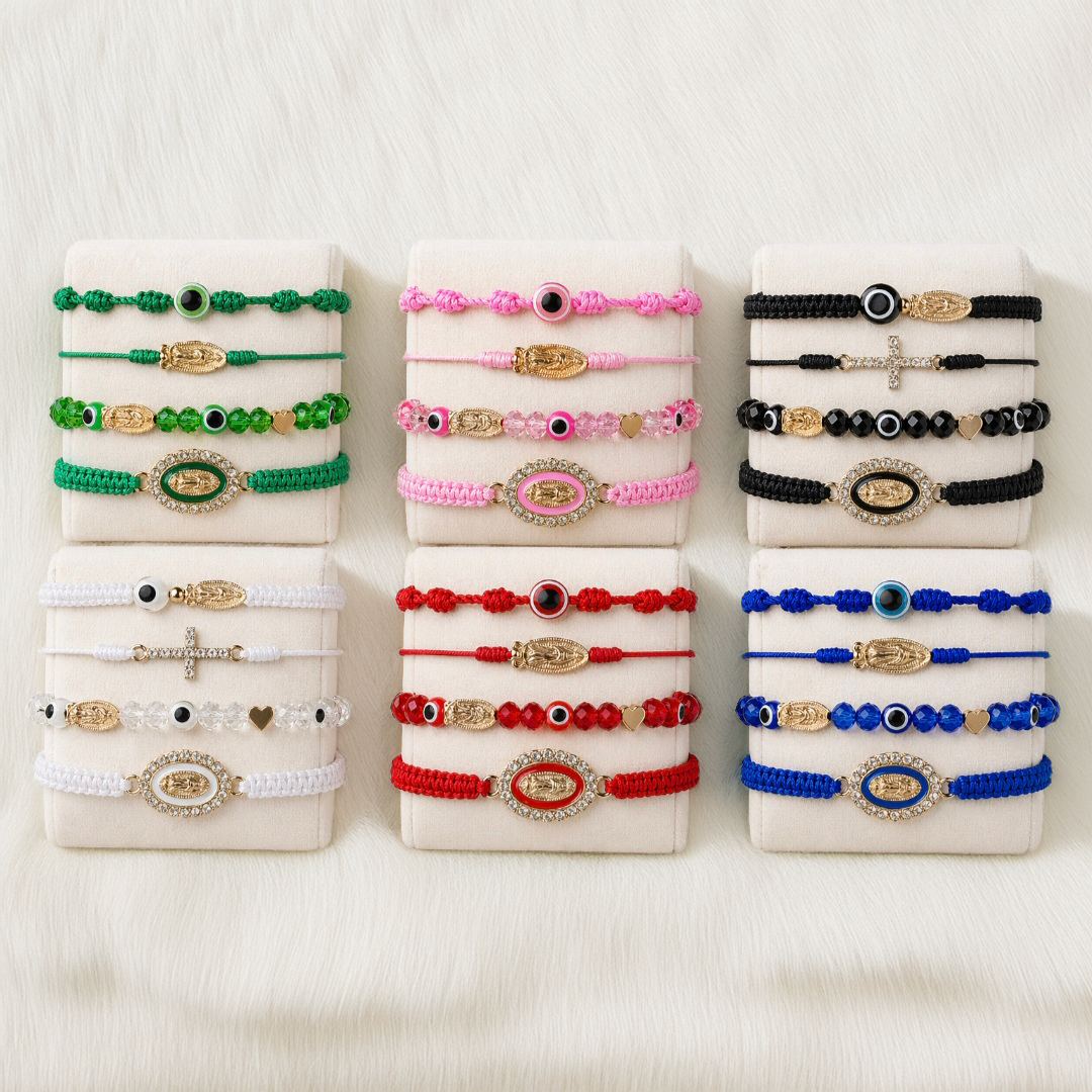 Virgen de Guadalupe & San Judas Mal de Ojo Bracelet Set