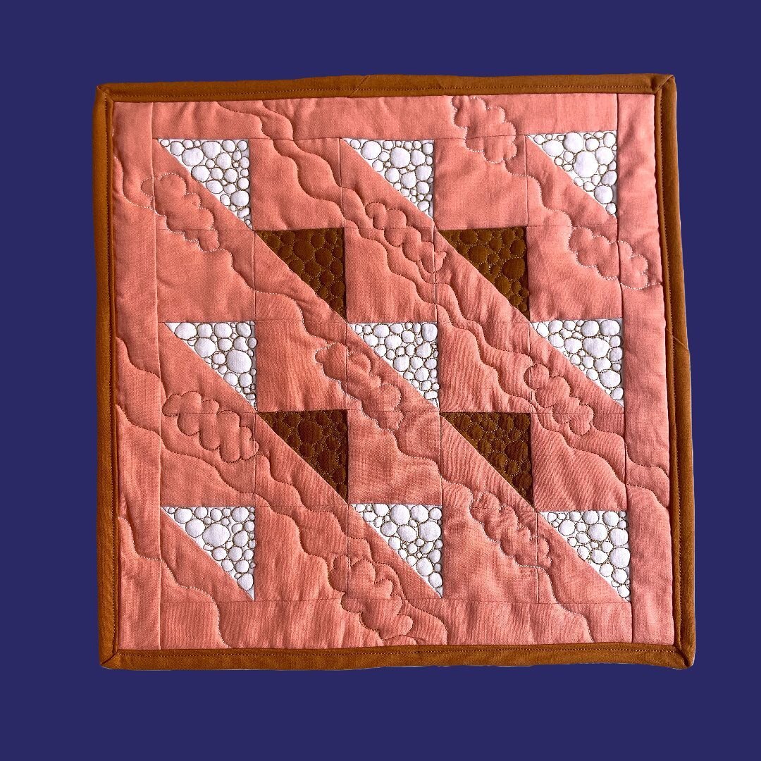 Mini quilts are now available in my shop on my website (link in bio)
.
#goodwitchquilts 
.
.
#quiltersofinstagram #miniquilt #halfsquaretriangles #freemotion #coral #cedar
