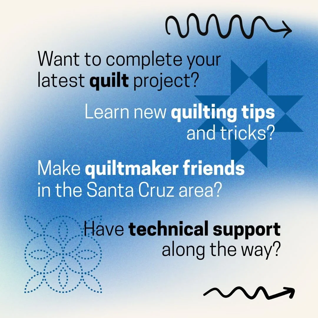 Santa Cruz based quilters or aspiring quilt makers: Want to accomplish your quilt goals this summer, hang out with cool quilt maker buddies, and get support from a professional quilt maker on your projects? Join us on Fridays in June - link in bio, g