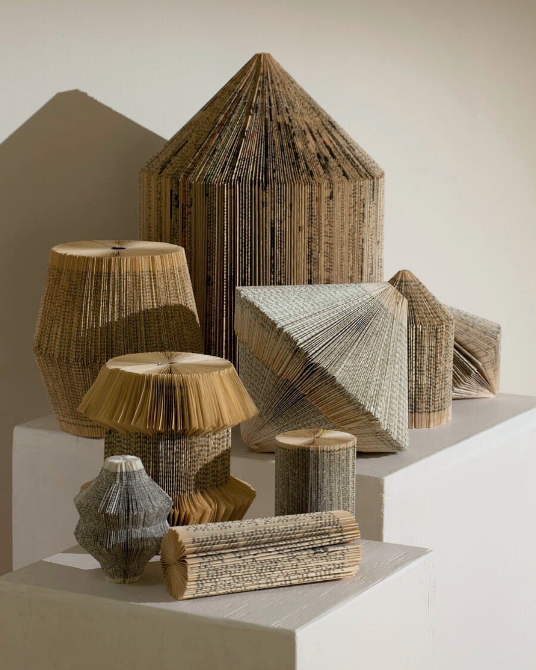 Book Gems are crafted from individual books, each folded into a distinct shape. We often display a collection of these architectural forms on bookshelves to reinterpret what once was there.⁠
⠀⠀⠀⠀⠀⠀⠀⠀⠀⁠
Take a deep dive into more of Karen's work via t