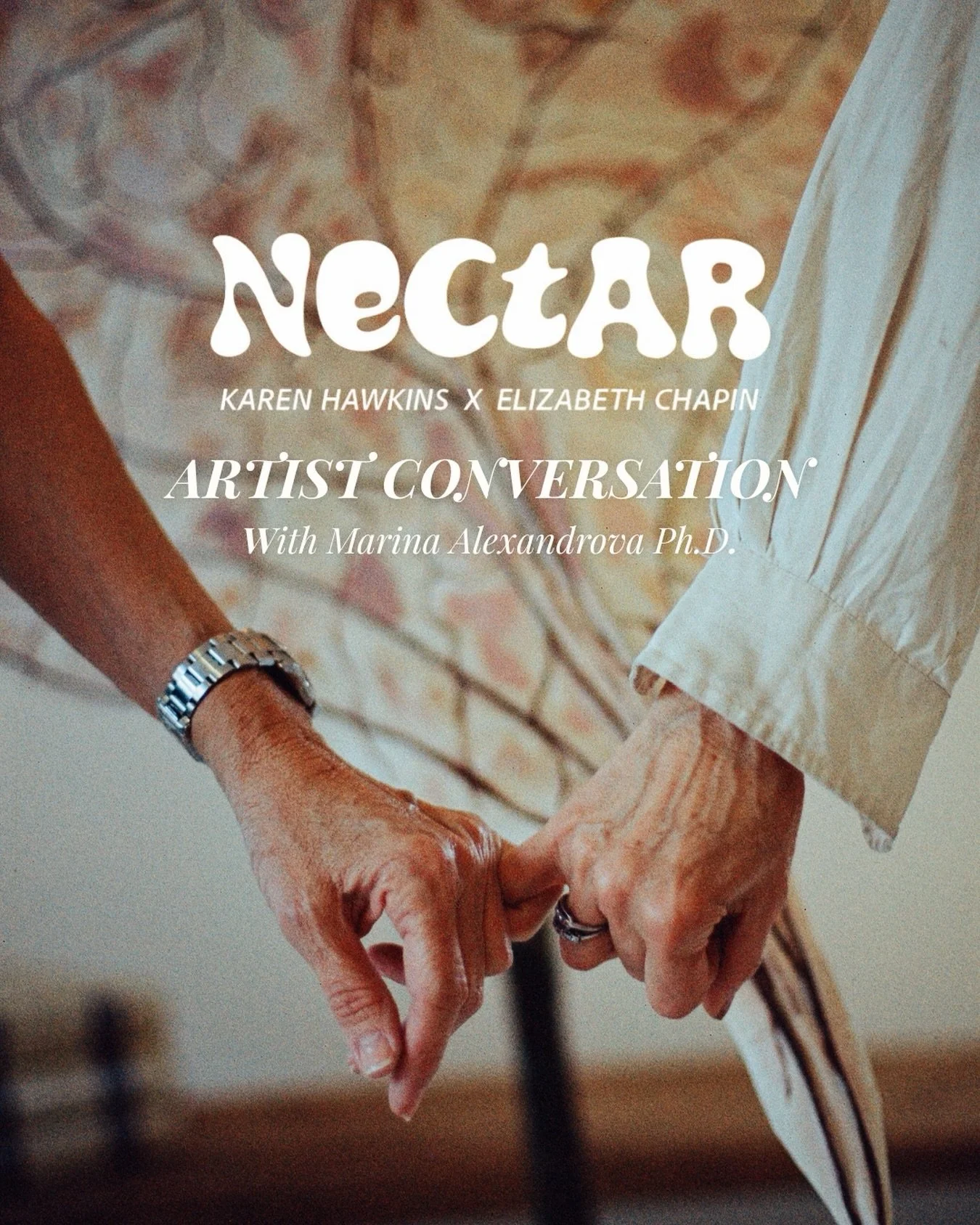 Join us for an evening of conversation. On May 2nd from 8 - 10pm, Karen and Elizabeth sit down with Marina Alexandrova, Ph.D. &mdash; scholar of modernism, cultural history, and the spiritual &mdash; for an intimate artist discussion inside the Necta
